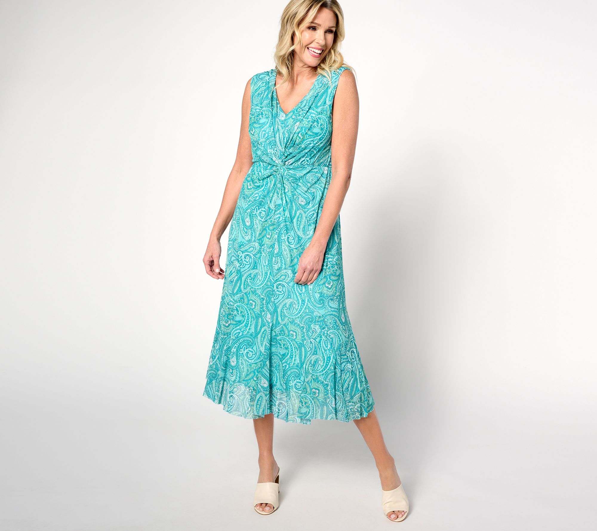 "As Is" Isaac Mizrahi Live! Regular Always Isaac Mesh Midi Dress