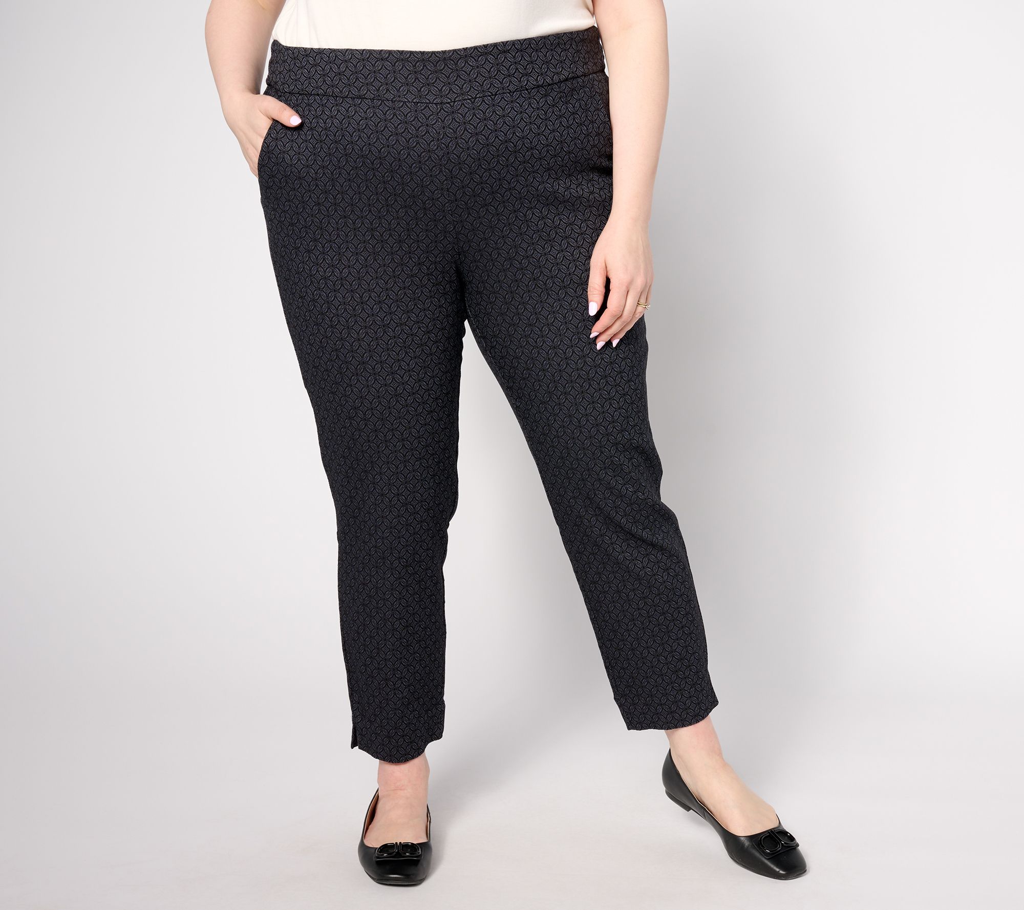 "As Is" Isaac Mizrahi Live! Regular Stretch Woven Jacquard Ankle Pants