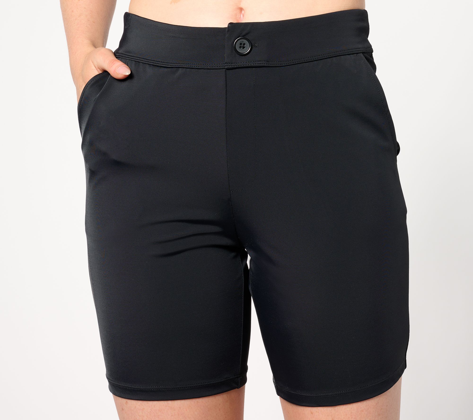 "As Is" Denim & Co. Beach Petite Button Fly Coverup Shorts