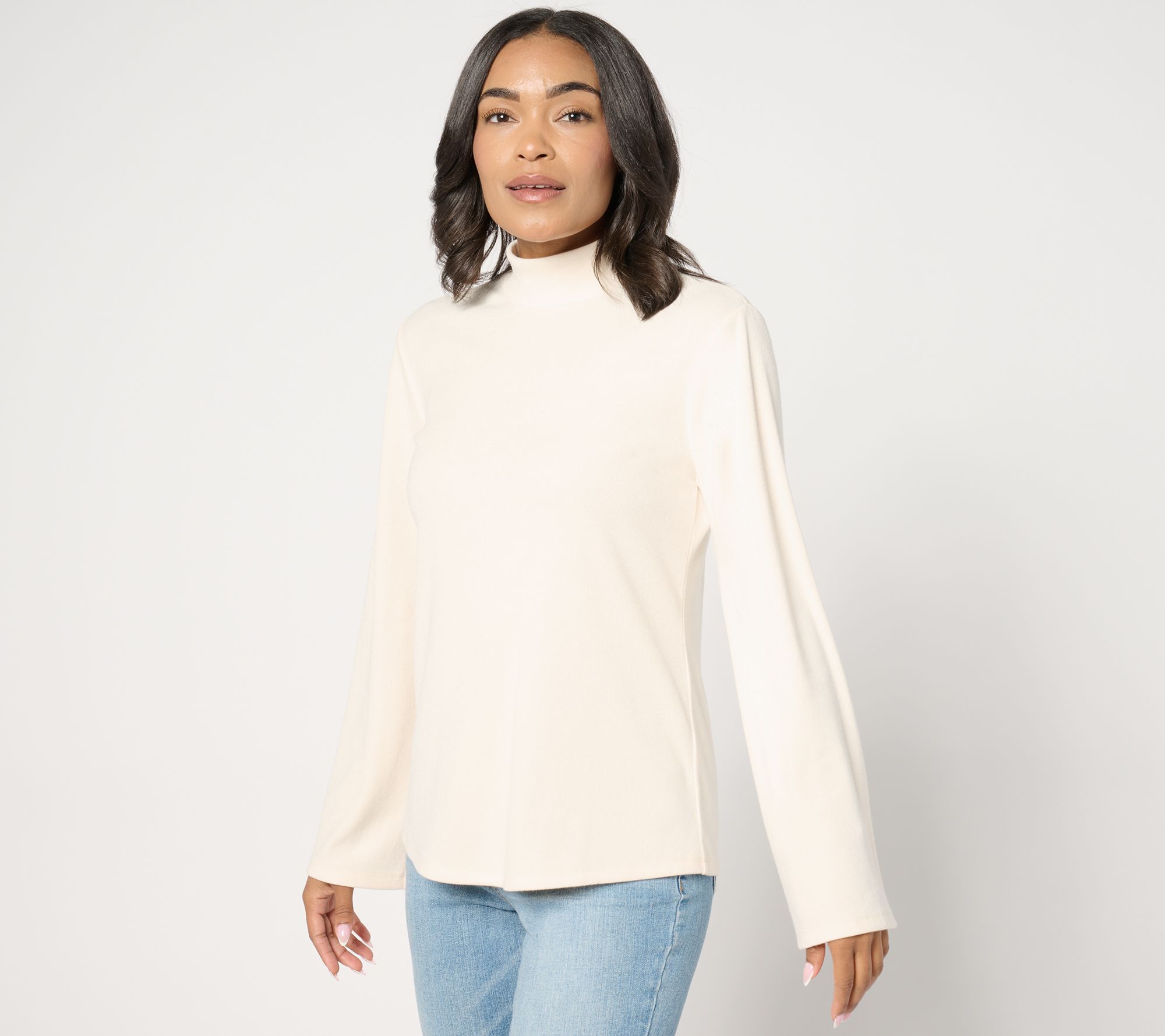 Dennis Basso Luxe Mock Neck Sweater with Bell Sleeves