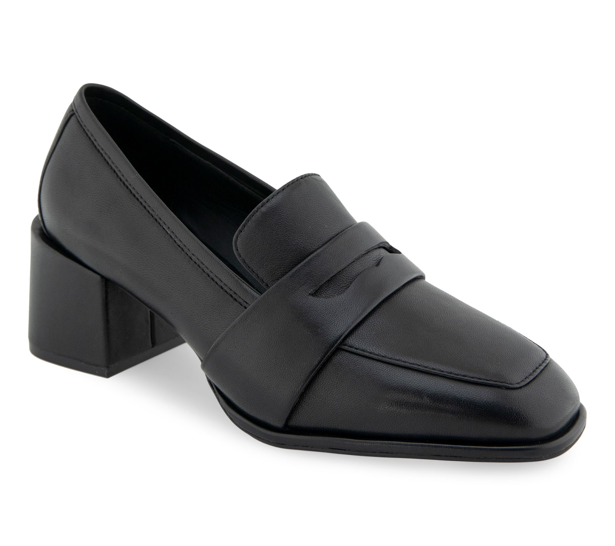 Aerosoles Block Heel Leather Loafer - Arnett