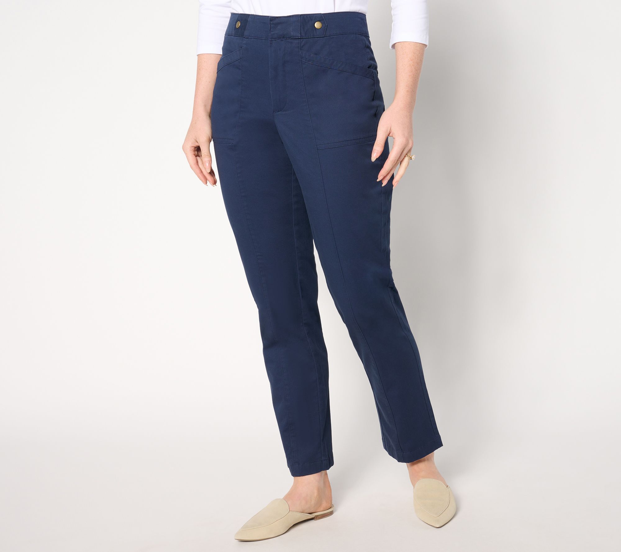 "As Is" Joan Rivers Regular Stretch Twill Straight Leg Ankle Pant