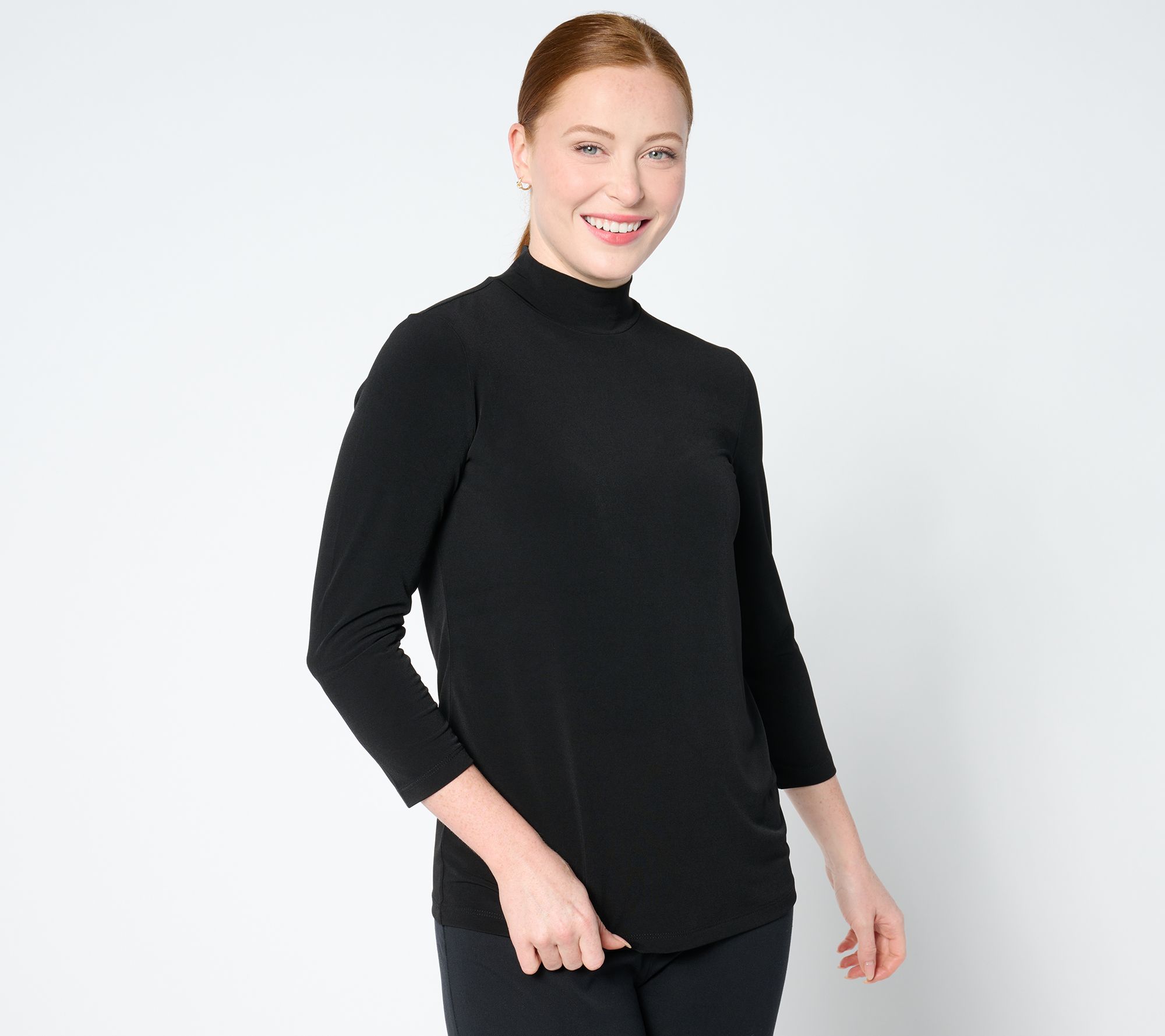 "As Is" Susan Graver Sleek Essentials Liquid Knit Mock Neck Top