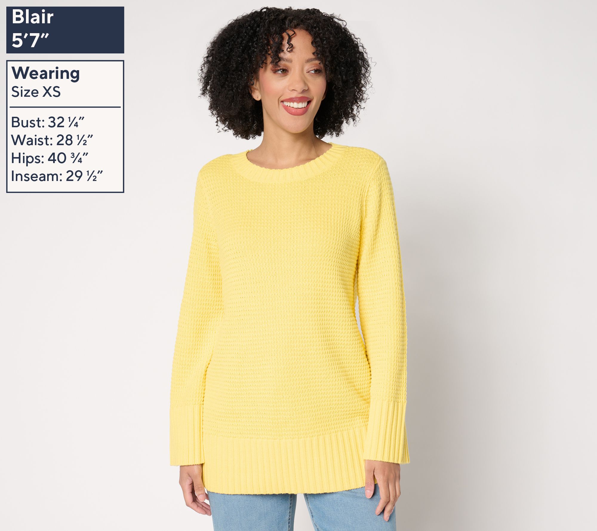 Denim & Co. Stitch Detail Crew Neck Tunic Sweater - QVC.com