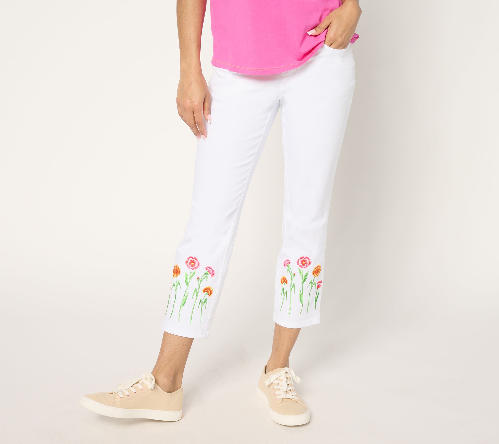 Belle by Kim Gravel Petite TripleLuxe Twill Floral Crop Pants