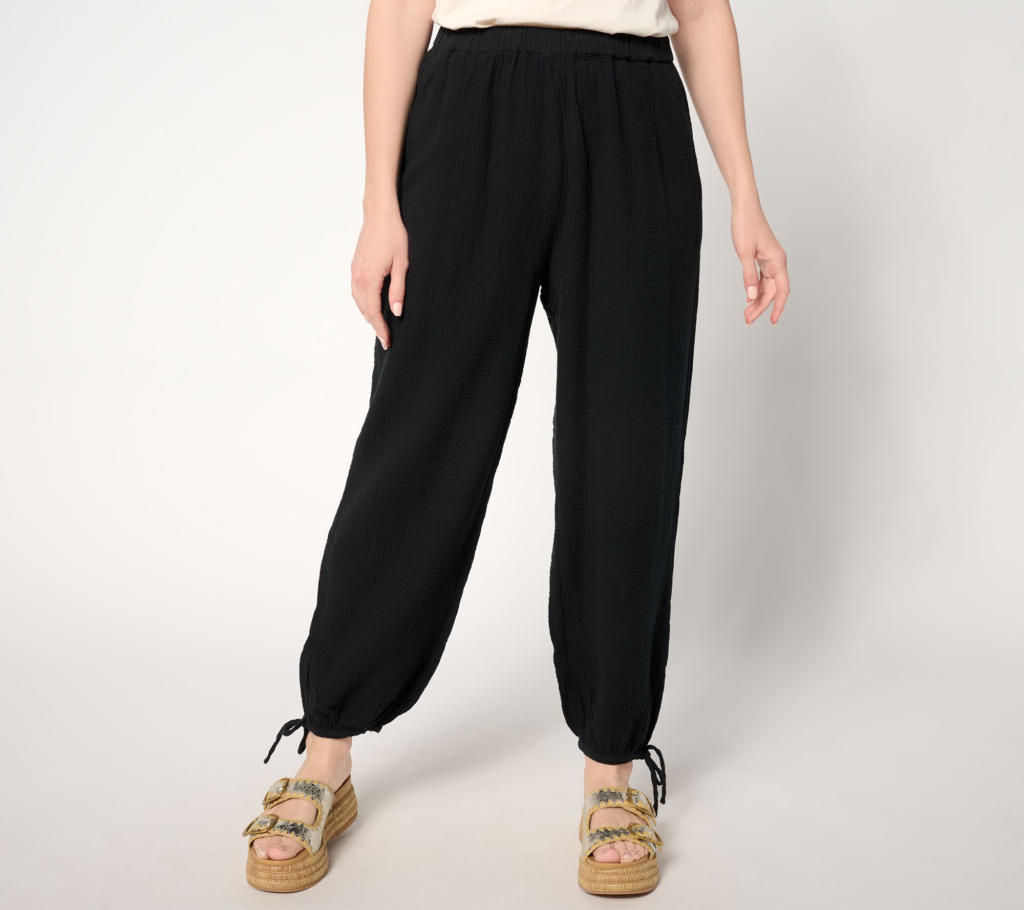 "As Is" Peace Love World Boheme Petite Gauze Barrel Leg Ankle Pant