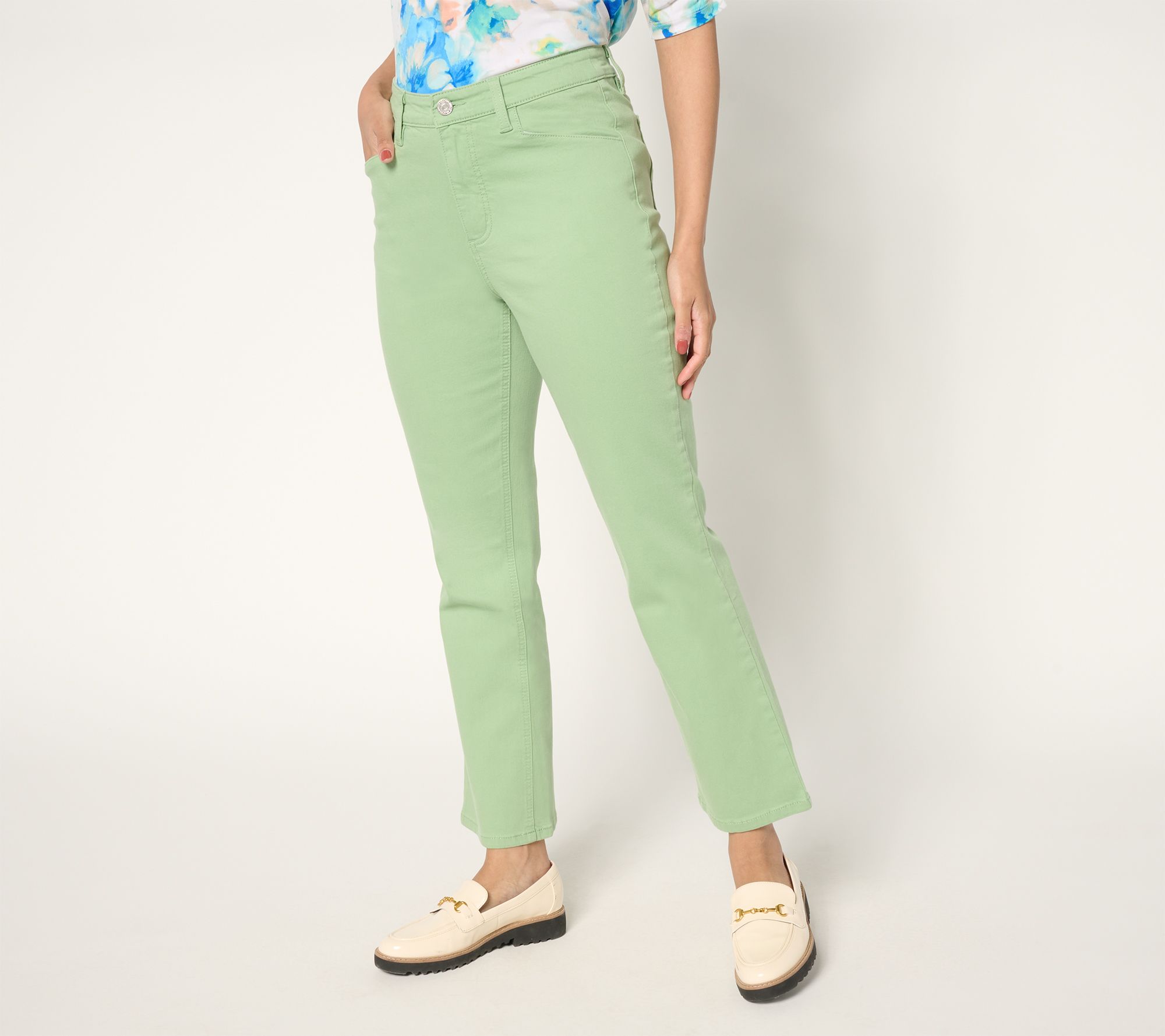 Susan Graver Regular Stretch Denim Boot-Cut Ankle Jeans