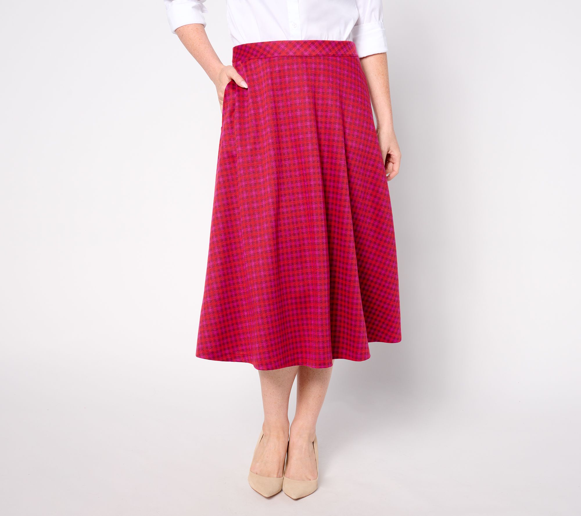 "As Is" Isaac Mizrahi Live! Regular Estate Yarn Dye Midi Skirt