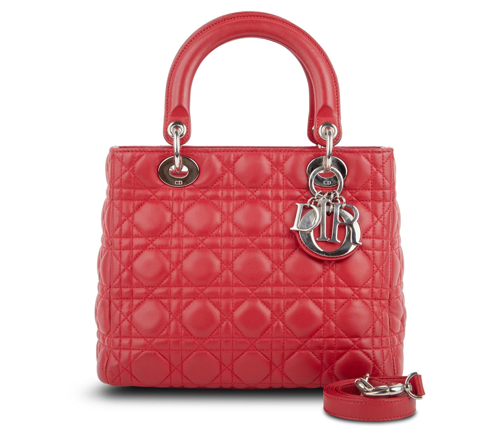 Pre-Owned Dior Lady Dior Cannage Medium SHW Red