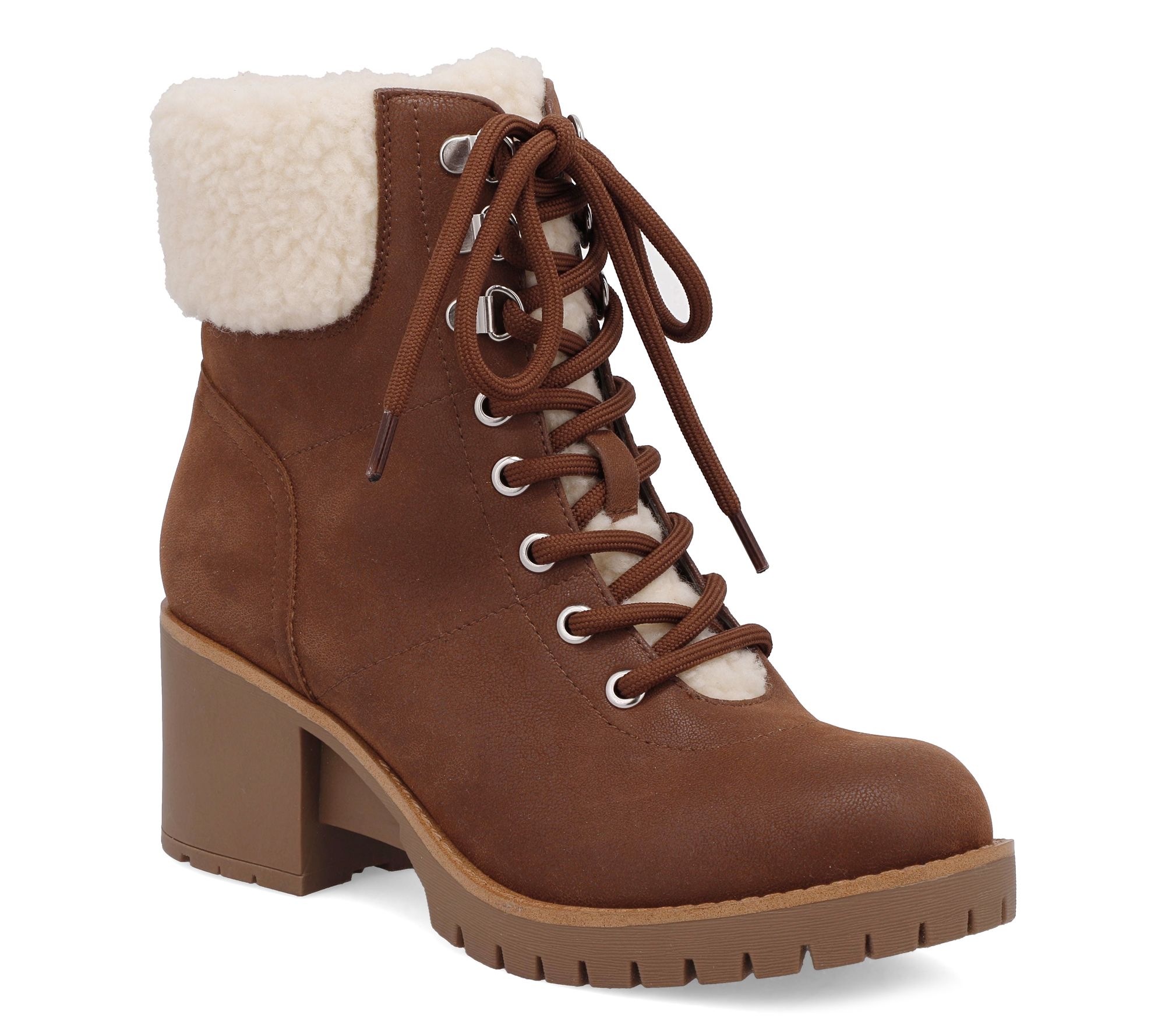 MIA Amore Cold Weather Lace-Up Block Heel Boots - Blaake