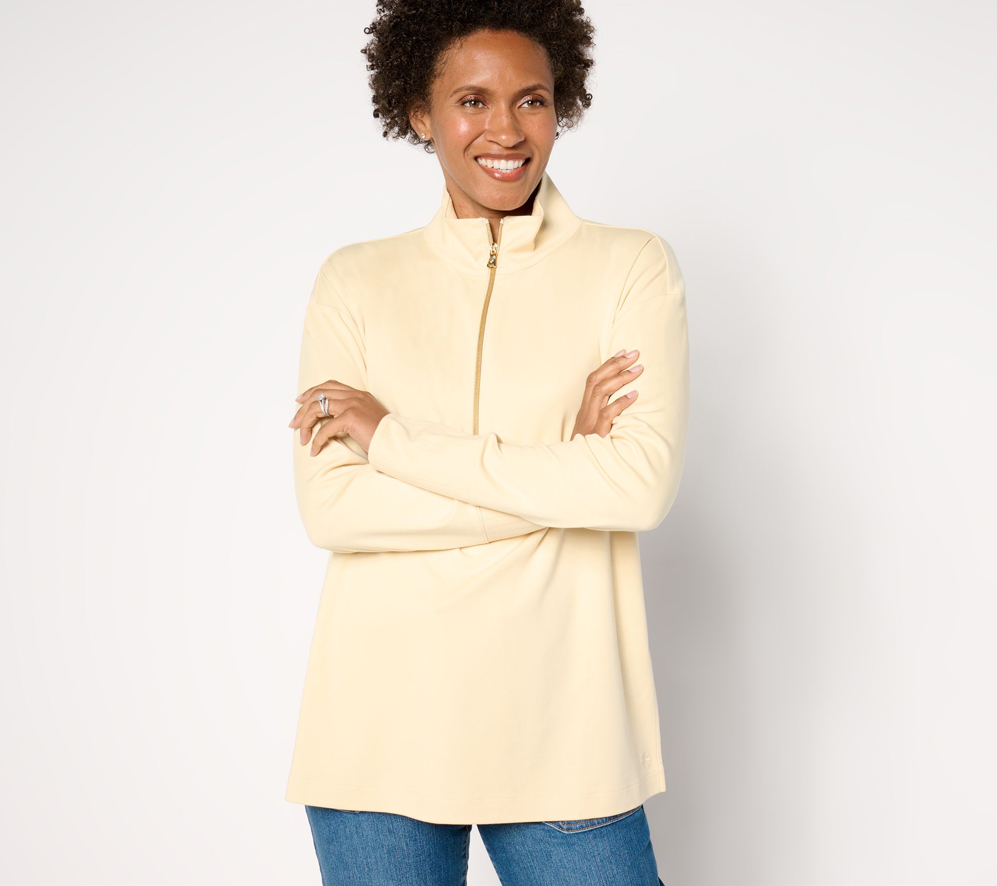 "As Is" Isaac Mizrahi Live! Petite Essentials Pima Cotton Pullover