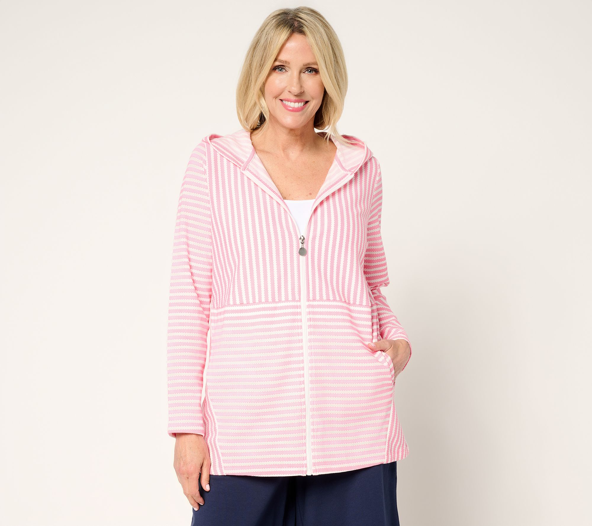Sport Savvy Mixed Stripe French Terry Hooded Jacket