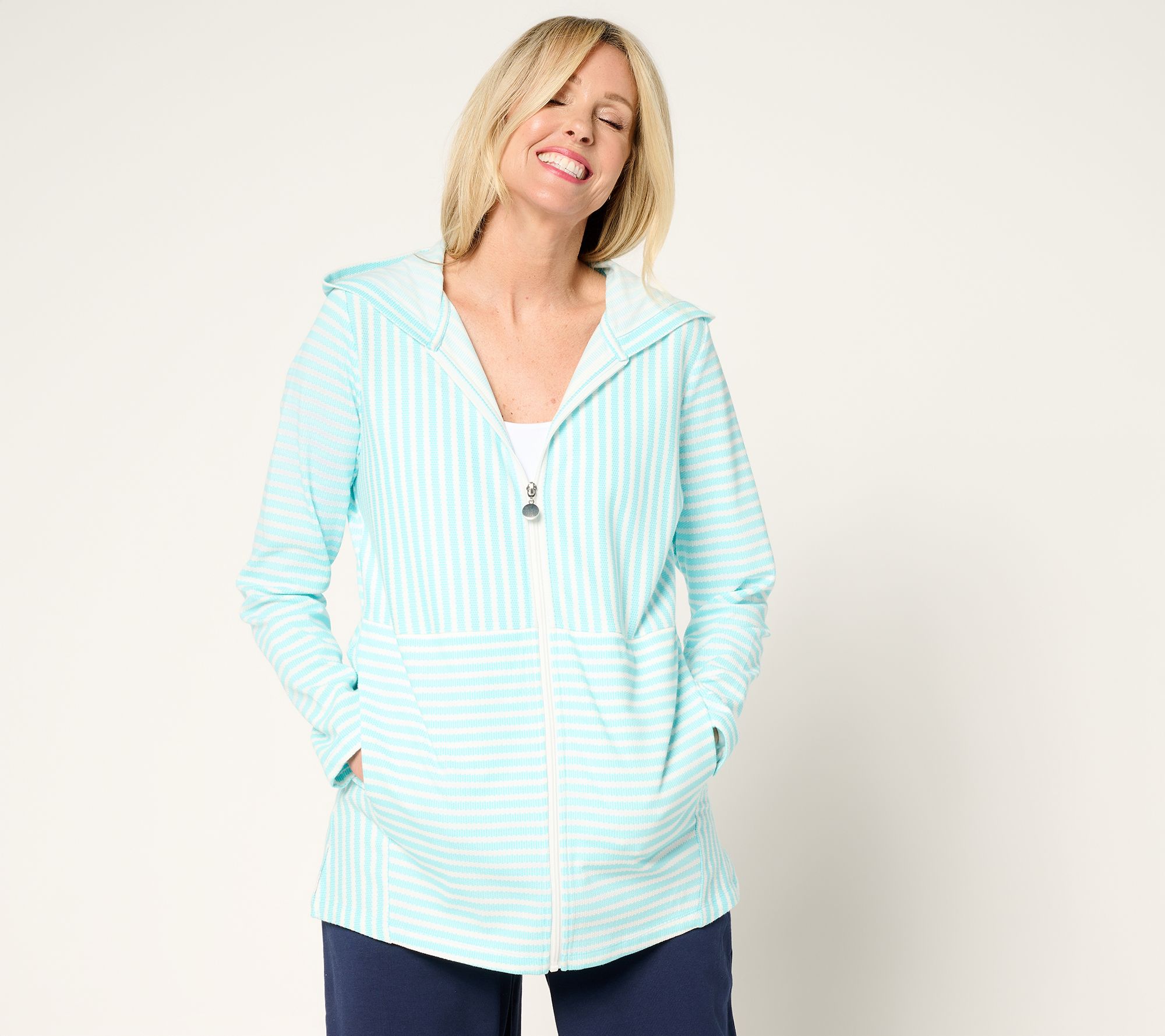 Sport Savvy Mixed Stripe French Terry Hooded Jacket