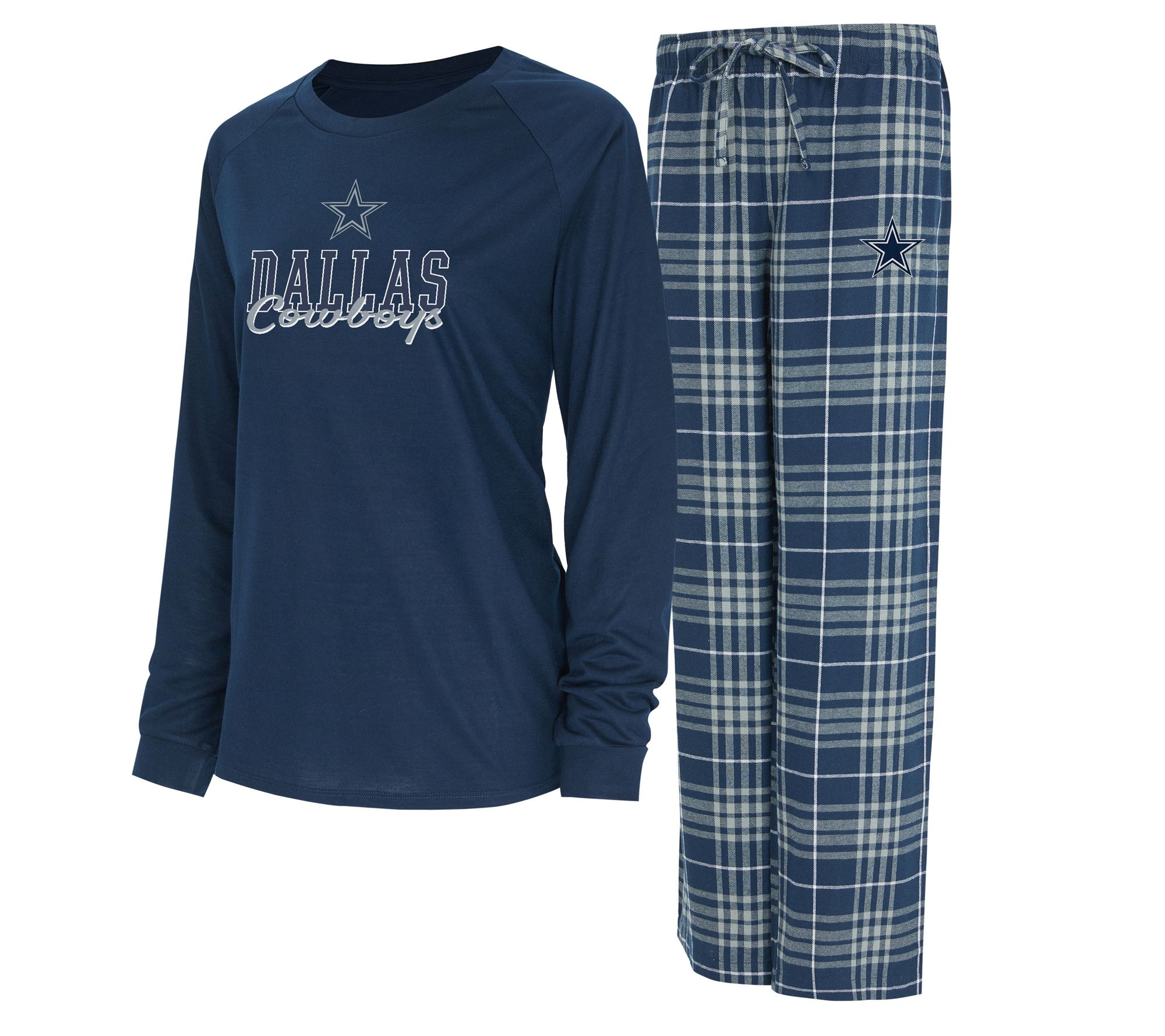 "As Is" NFL Dallas Women's Long Sleeve Tee & Flannel Pajama Set