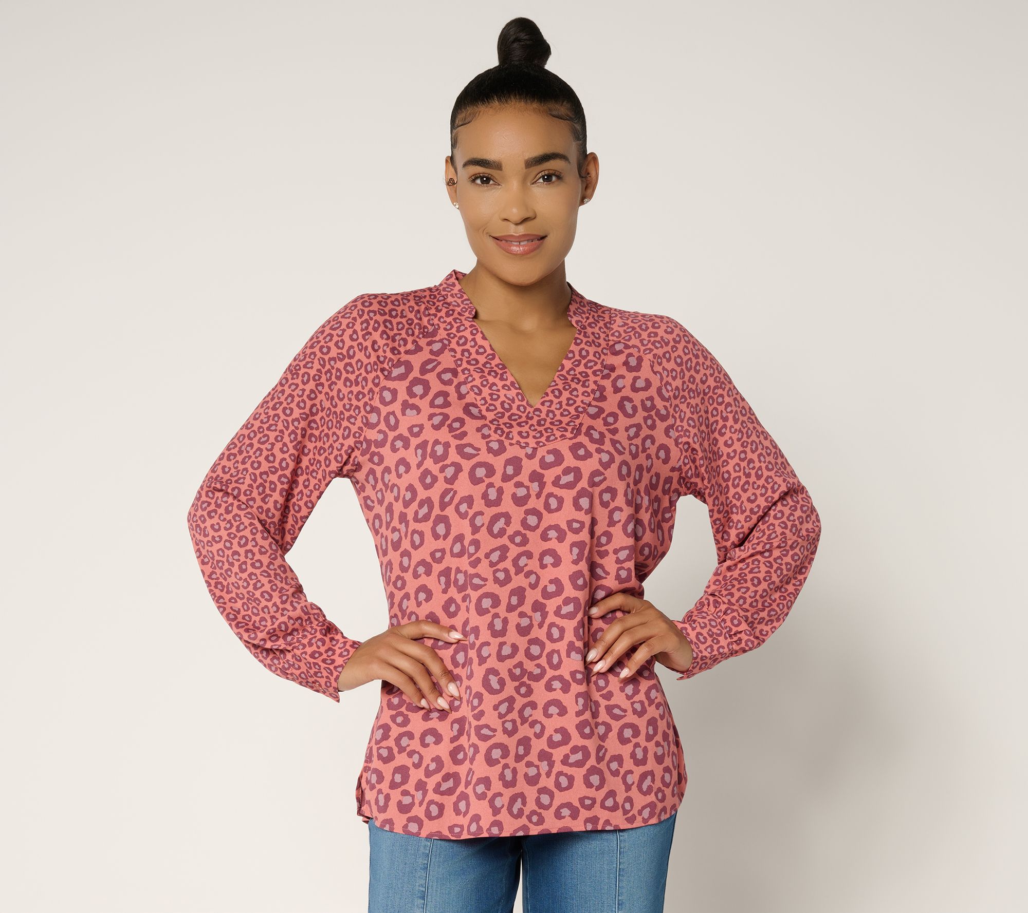 Belle by Kim Gravel Animal Instinct Twin Print Blouse