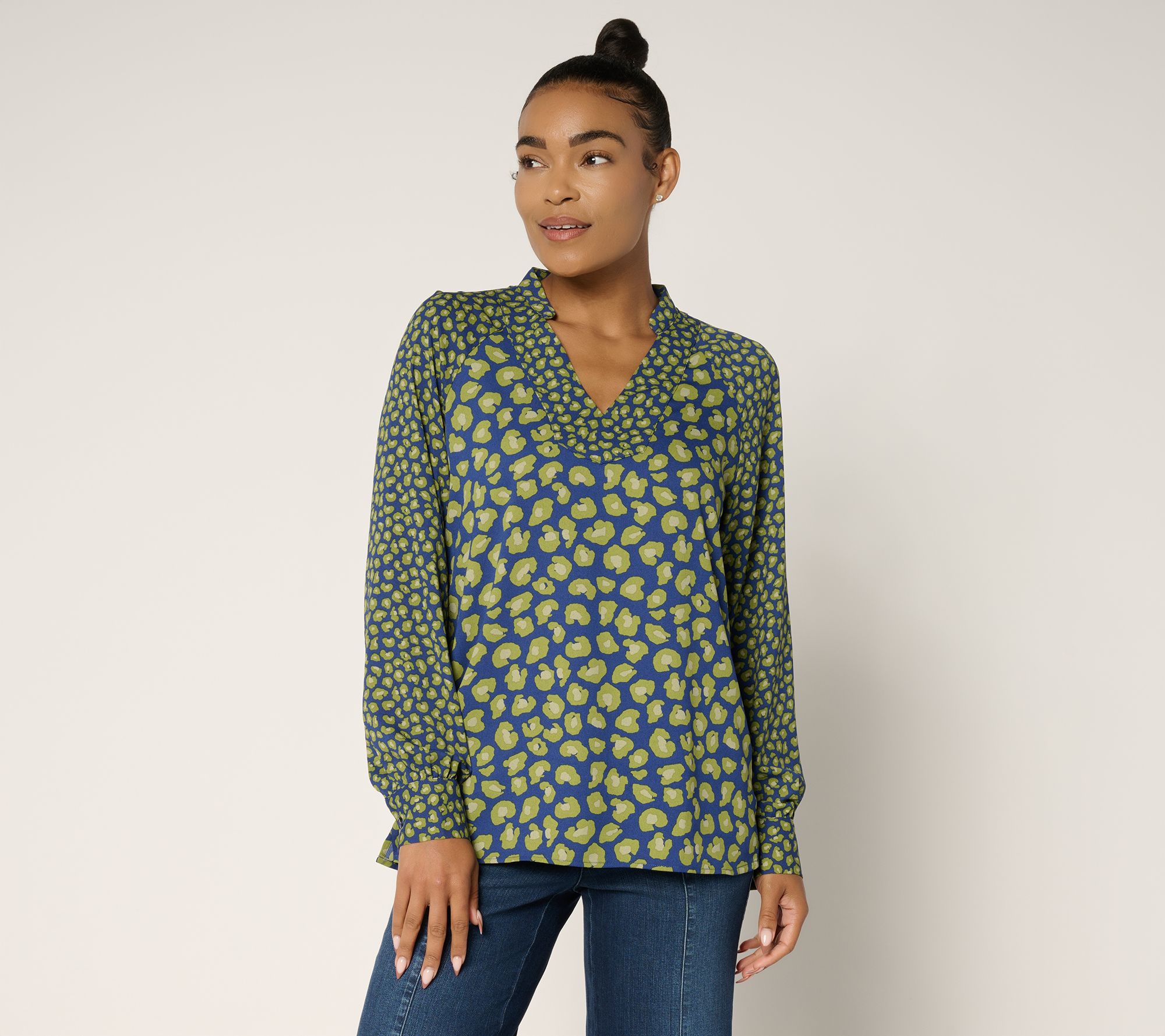 Belle by Kim Gravel Animal Instinct Twin Print Blouse