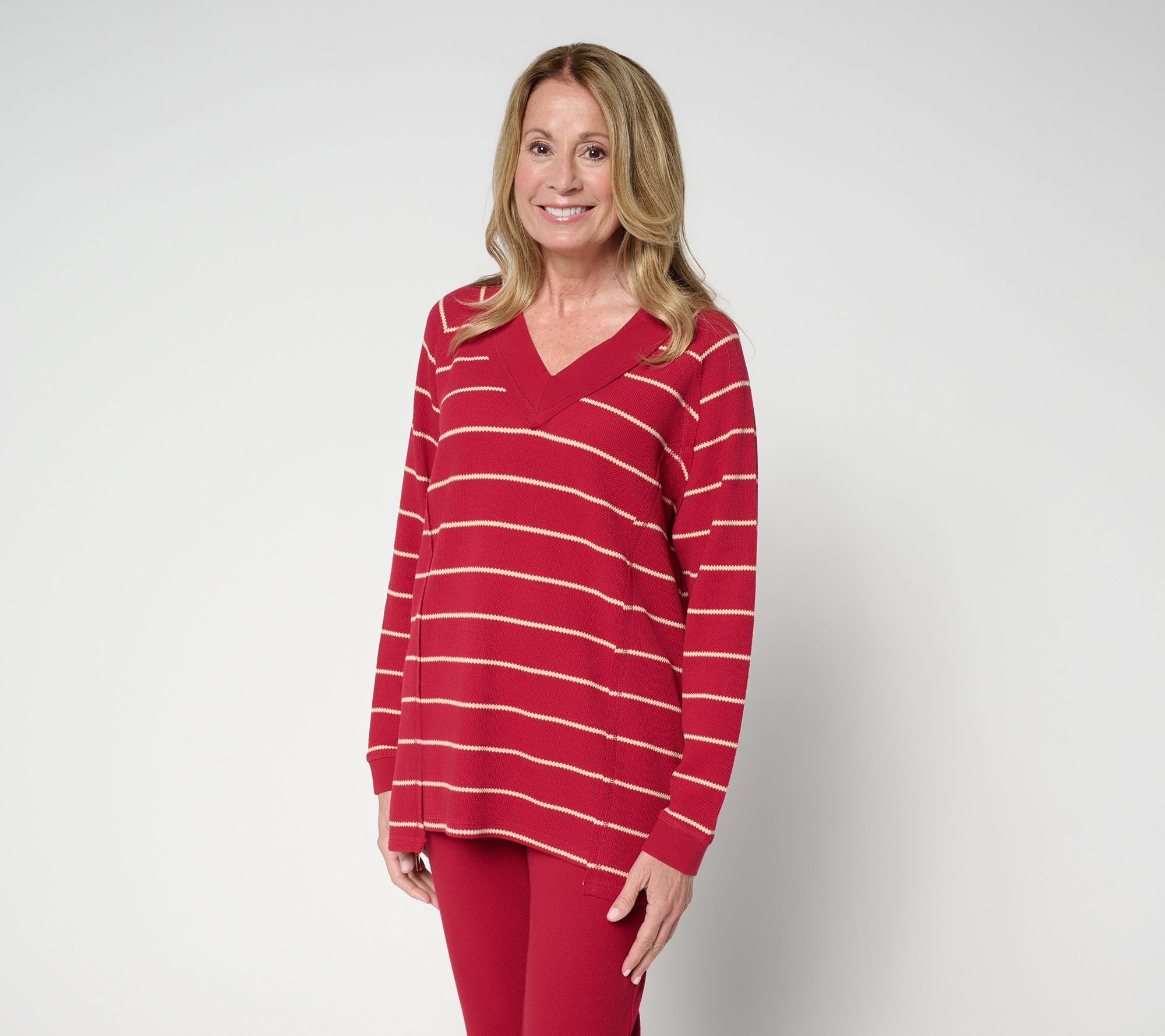 Attitudes by Renee Jacquard Stripe Top