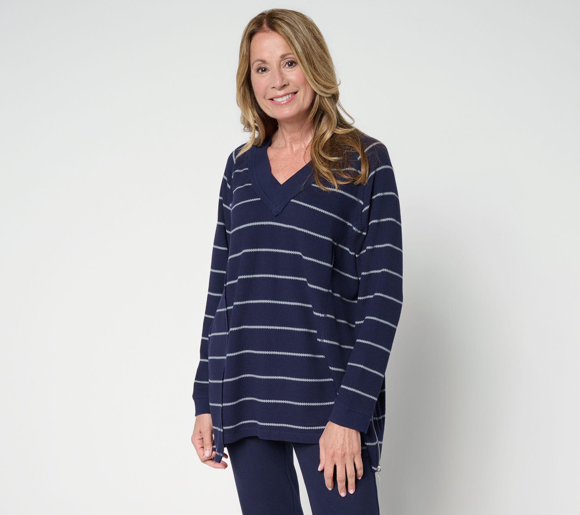 Attitudes by Renee Jacquard Stripe Top