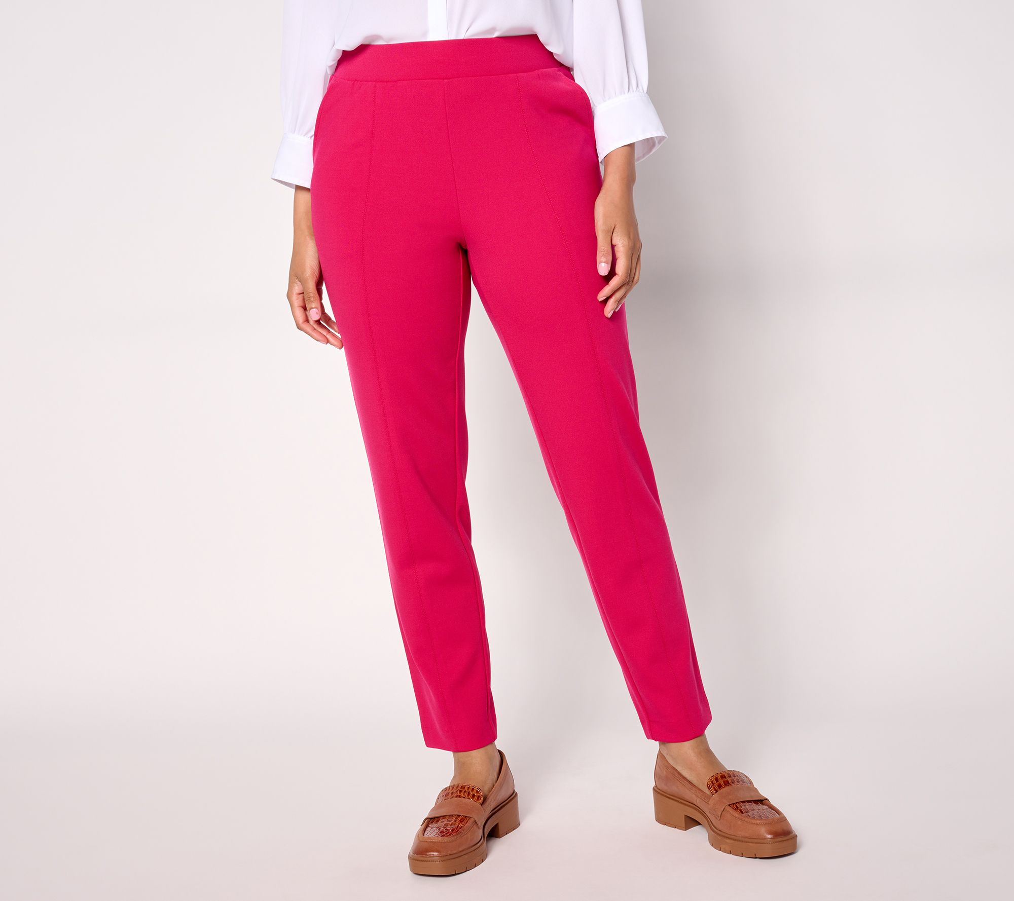 "As Is" Isaac Mizrahi Live! Tall Icon Crepe Slim Straight Ankle Pants