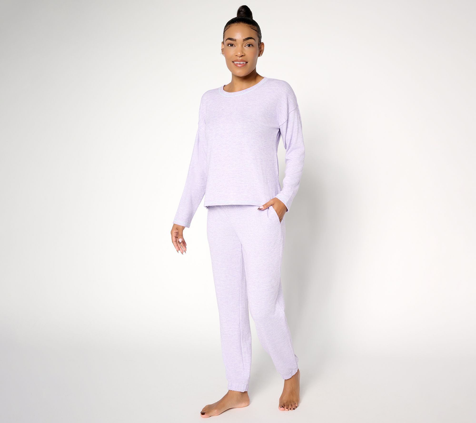 MUK LUKS Regular Sweater Knit Crew & Jogger Lounge Set