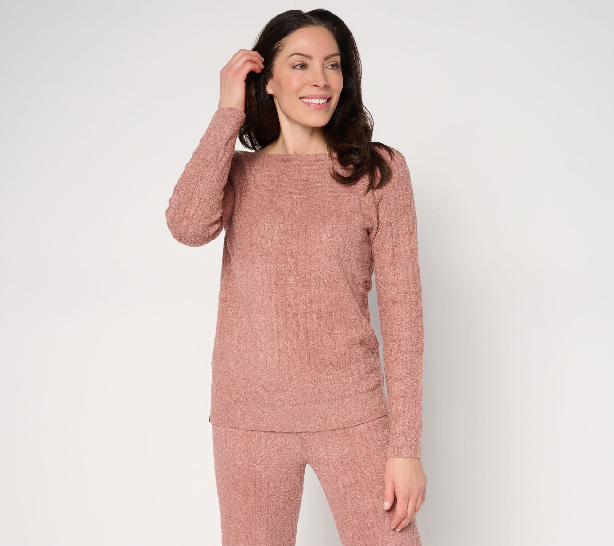 Barefoot Dreams CozyChic Lite Knot Back Rib Cable Pullover