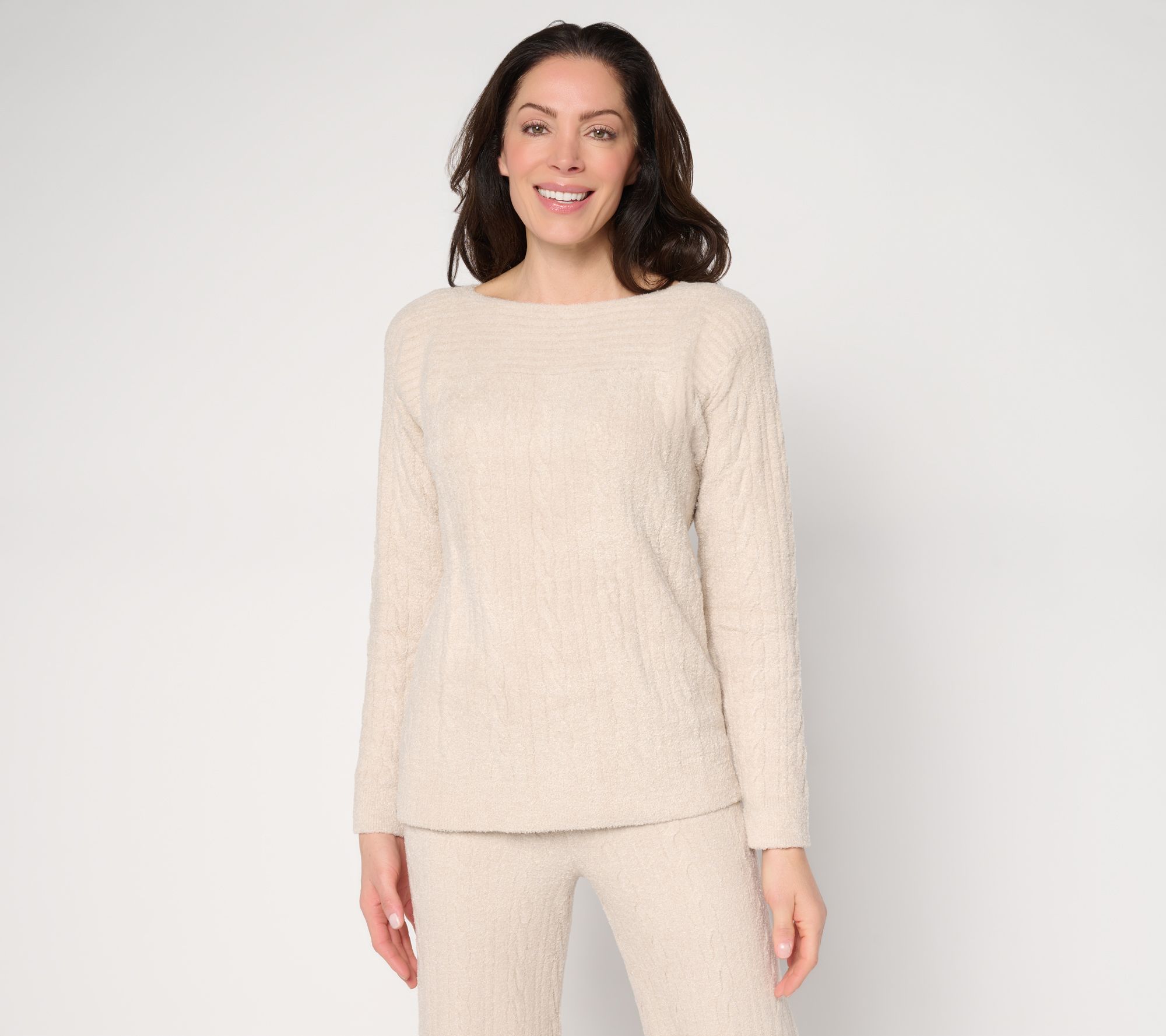 Barefoot Dreams CozyChic Lite Knot Back Rib Cable Pullover