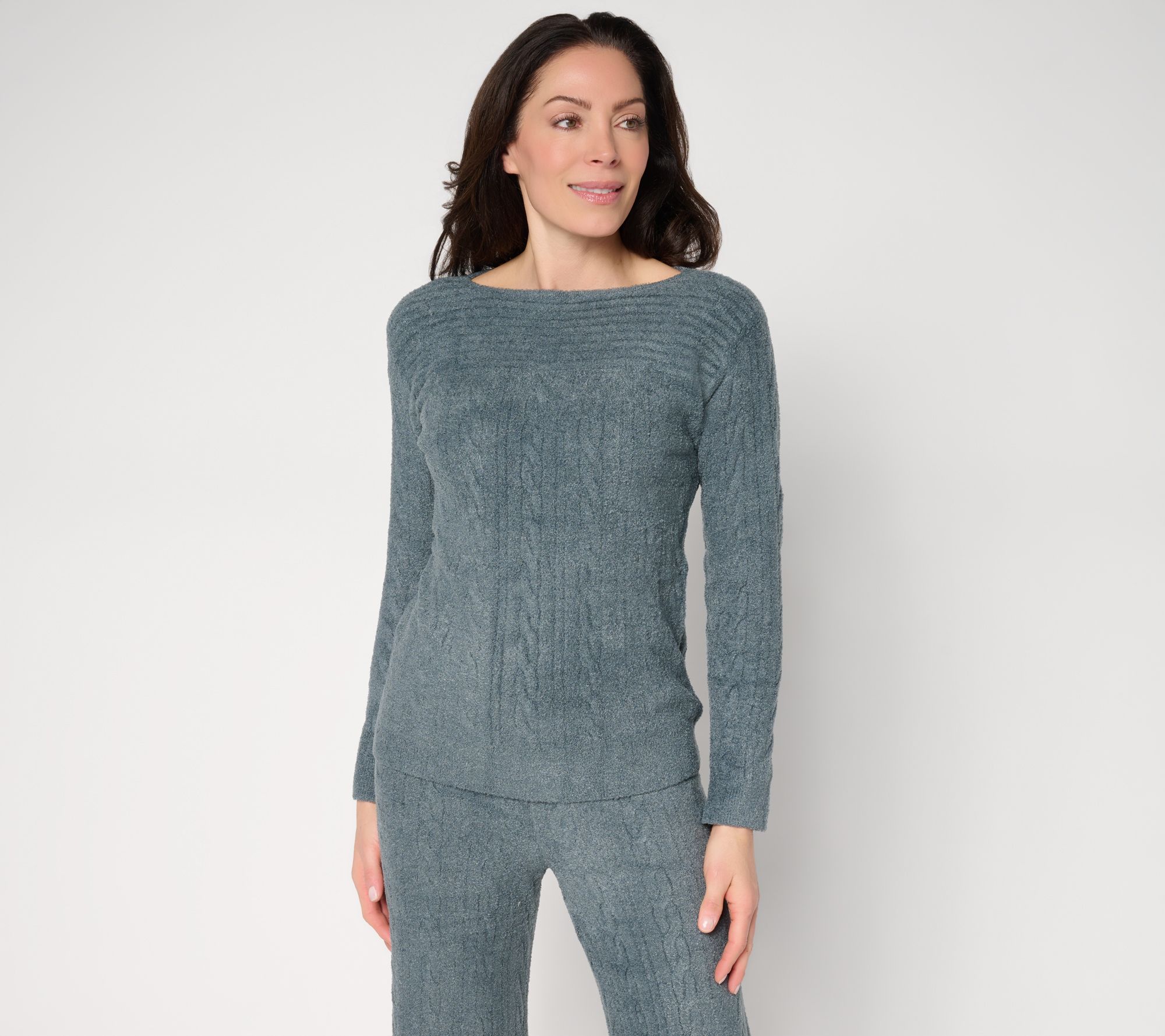 Barefoot Dreams CozyChic Lite Knot Back Rib Cable Pullover