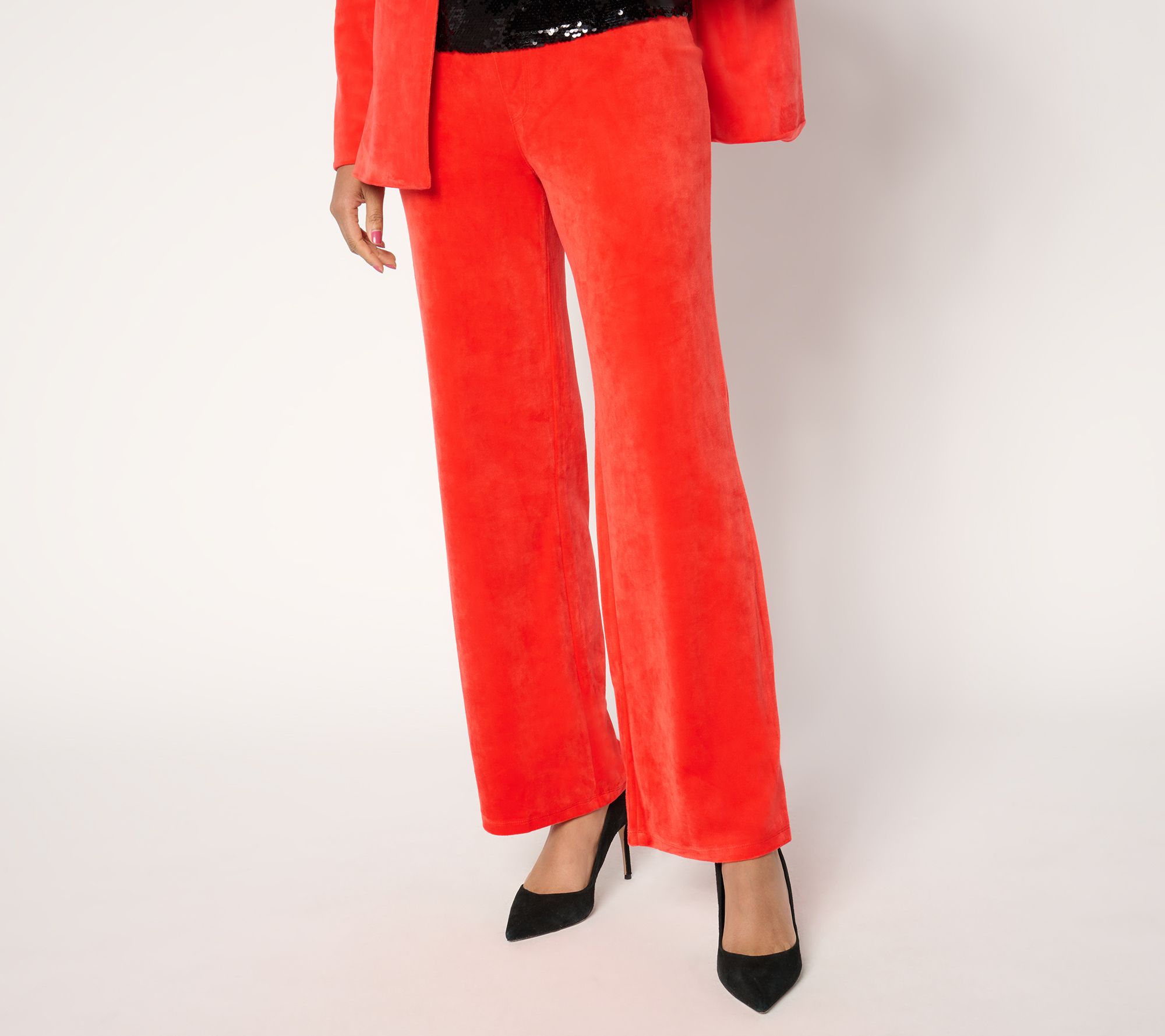 "As Is" by Stacy London Regular Plush Velour Wide Leg Pant
