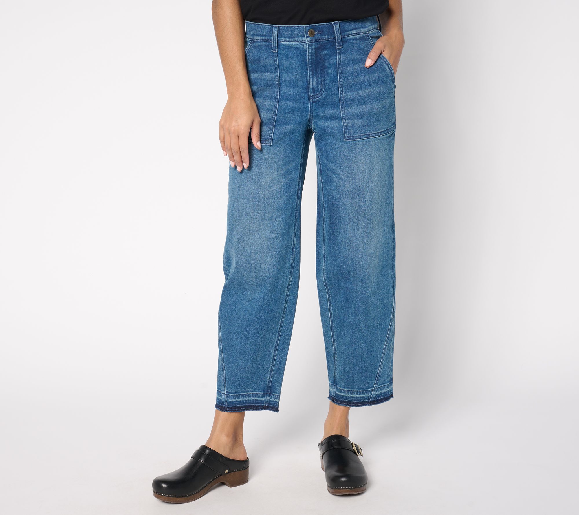 "As Is" Denim & Co. Petite Indigo Easy Stretch Tapered Ankle Jean