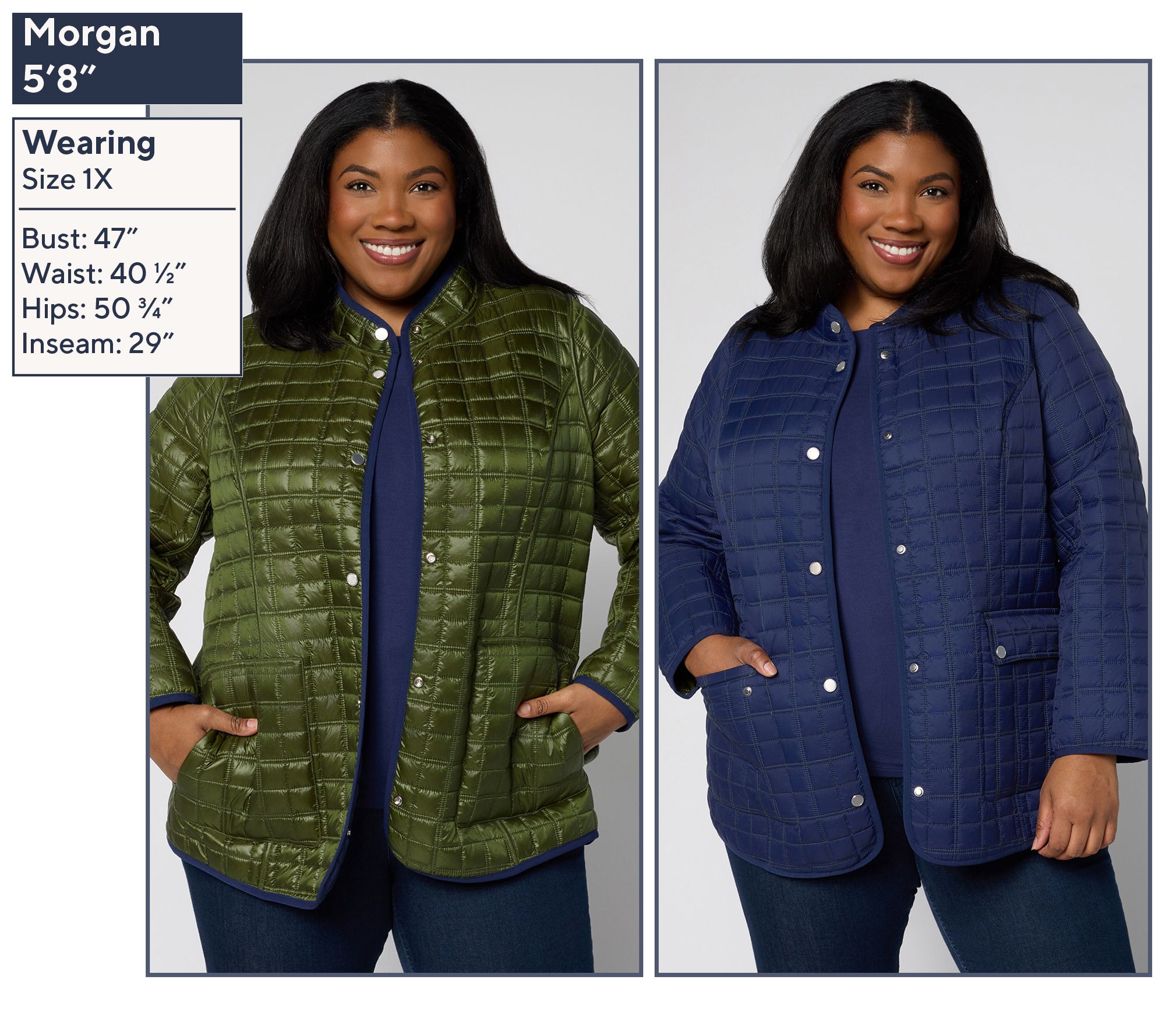 Joan Rivers Matte to Pearl Reversible Quilted Snap Front