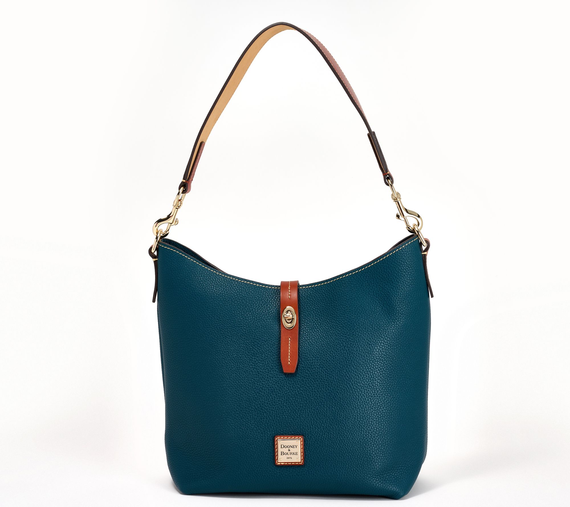 As Is Dooney & Bourke Pebble Leather Sac Bag with Web Strap