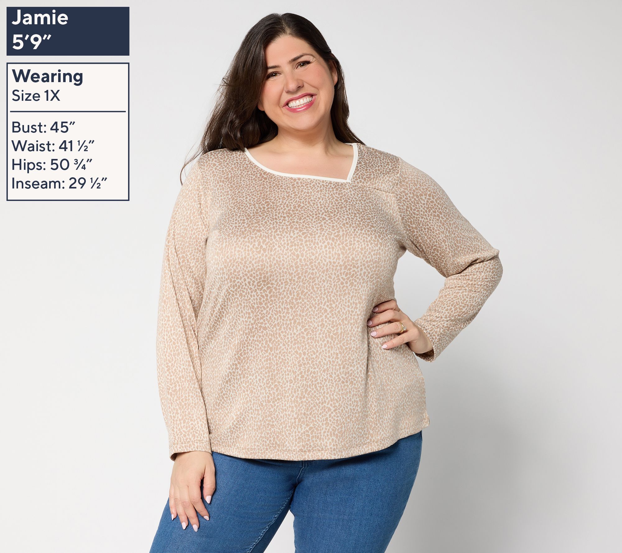 トップス PoopyGreg Susan Graver Weekend Jacquard Knit Top w/ Faux Leather Trim