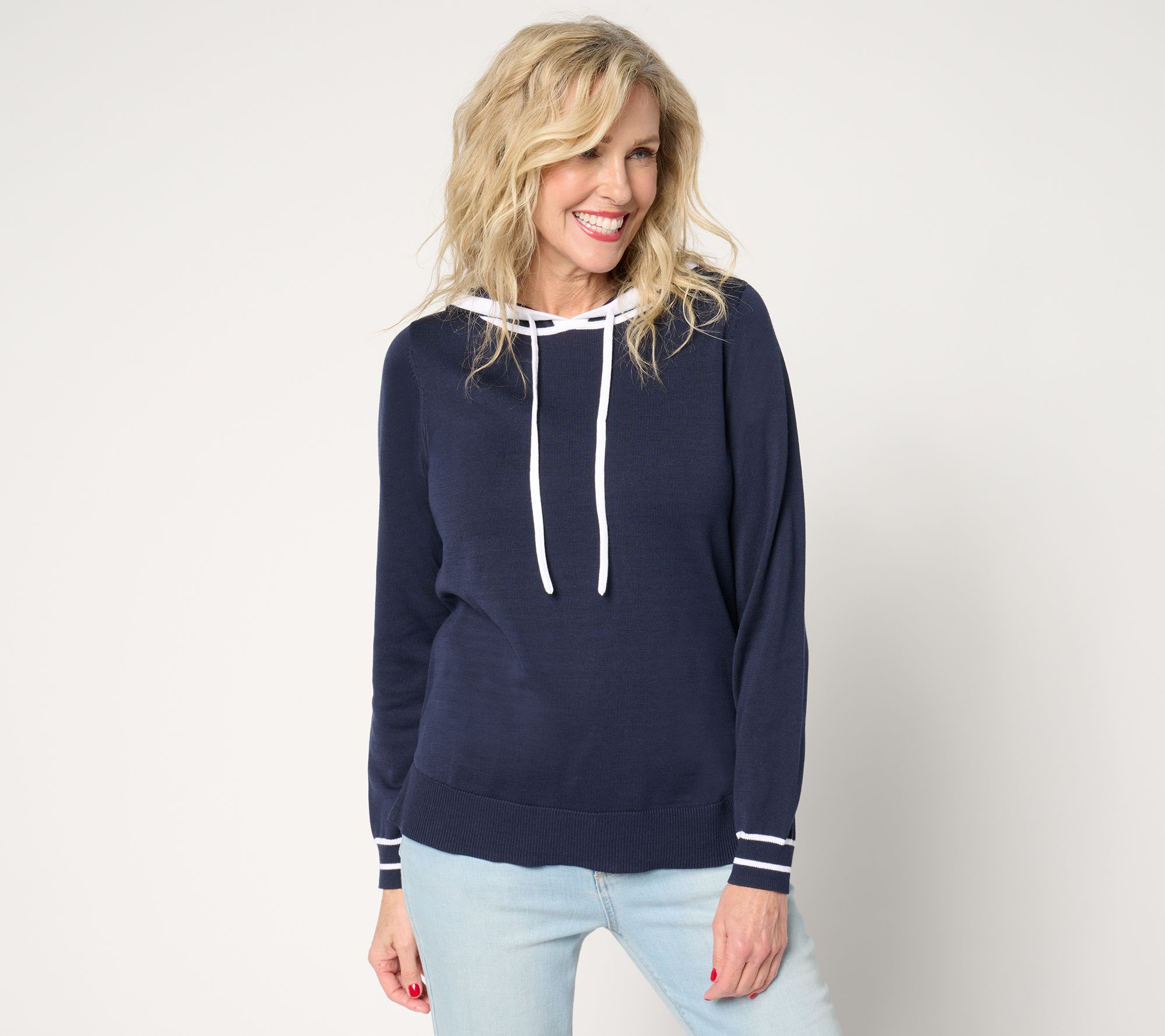 "As Is" Belle by Kim Gravel Yacht Club Tipped Sweater Hoodie