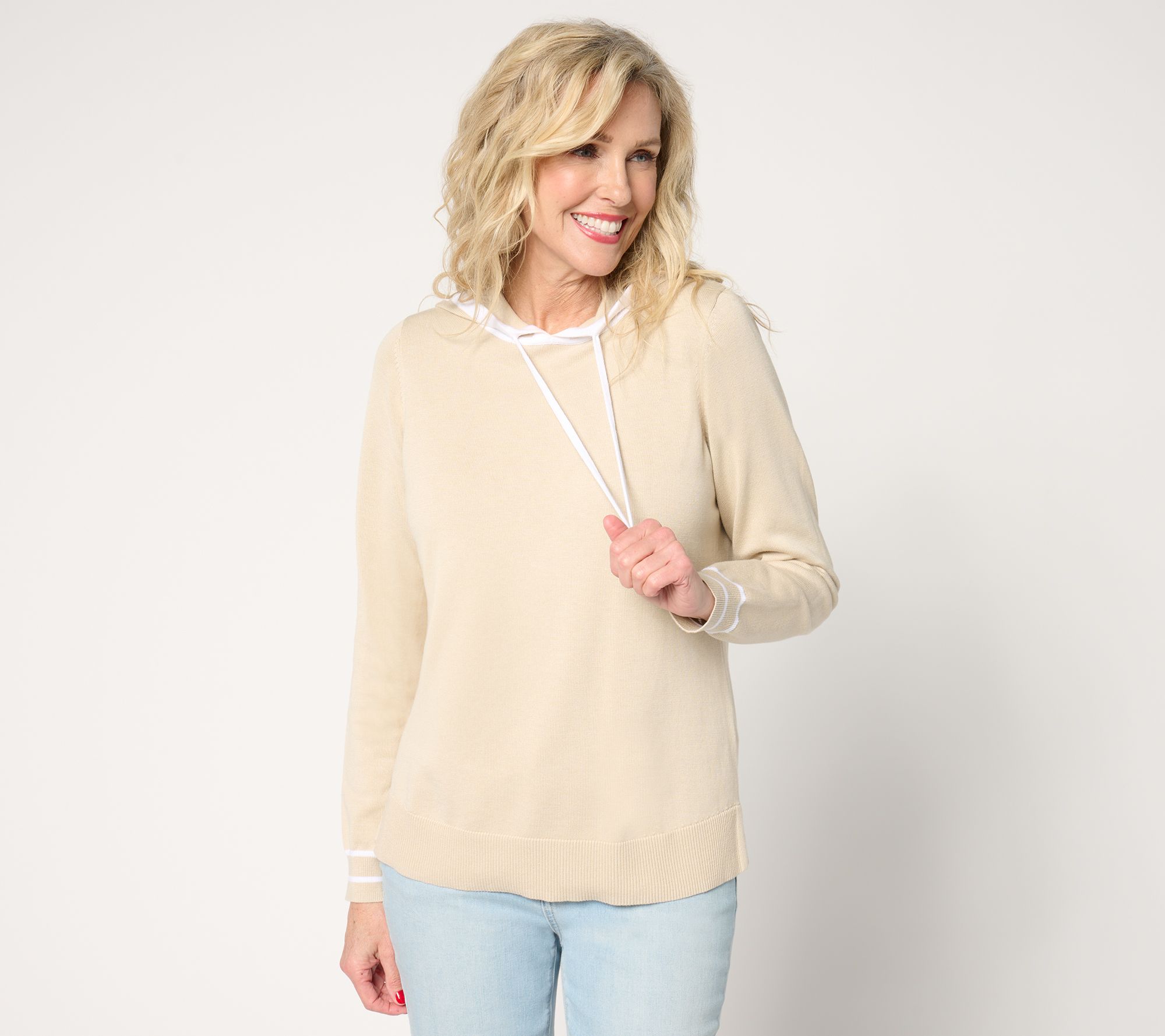 "As Is" Belle by Kim Gravel Yacht Club Tipped Sweater Hoodie