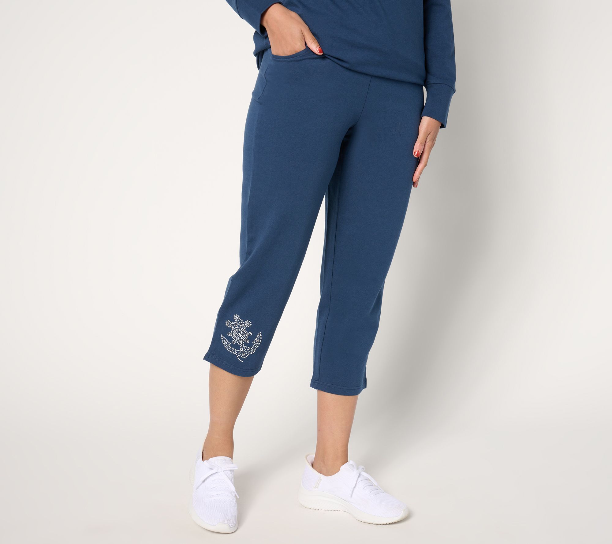 "As Is" Quacker Factory Anchors Away Terry 23" Cropped Pant