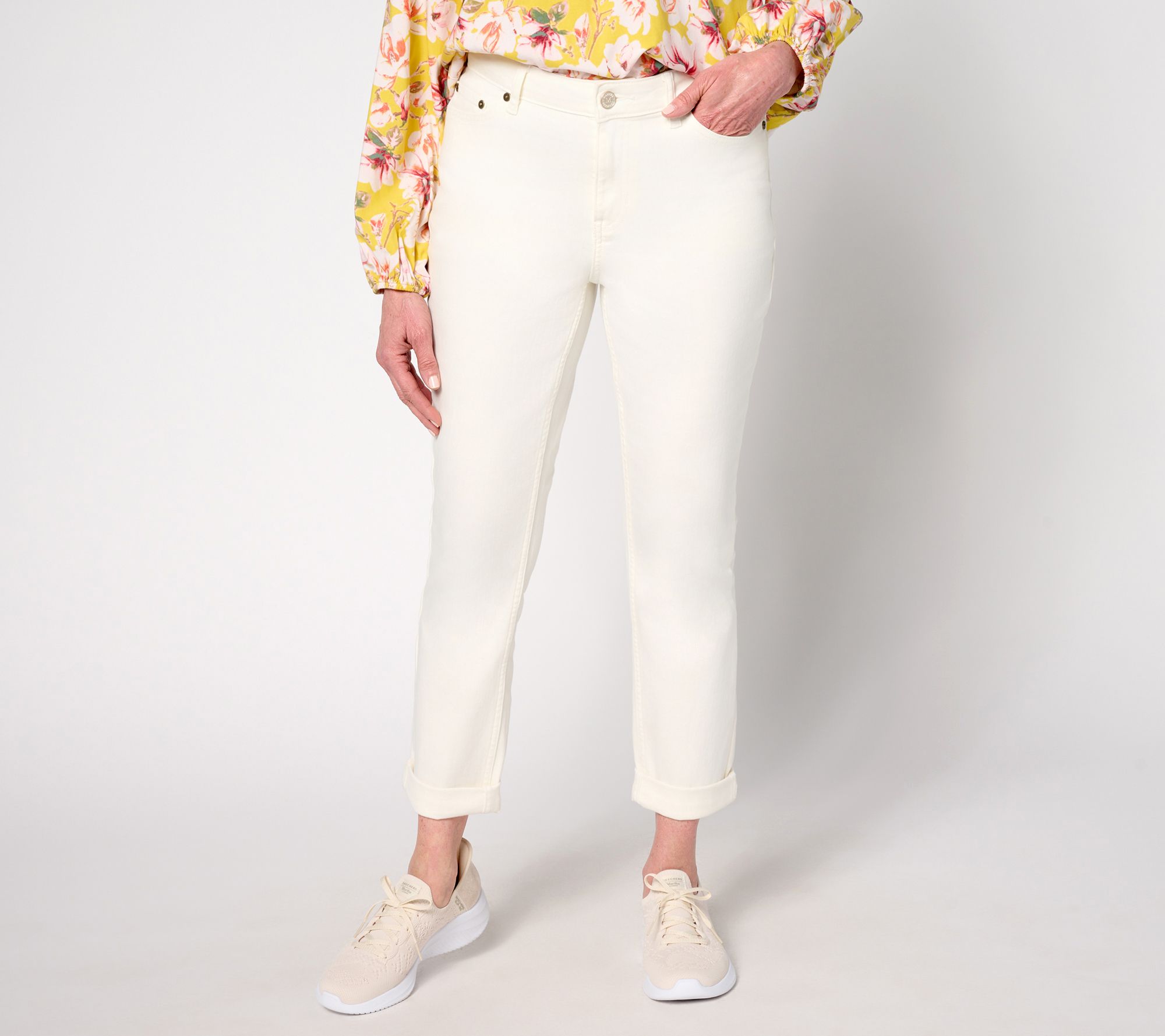 "As Is" Martha Stewart Signature Tall Colored Rolled Hem Ankle Jeans