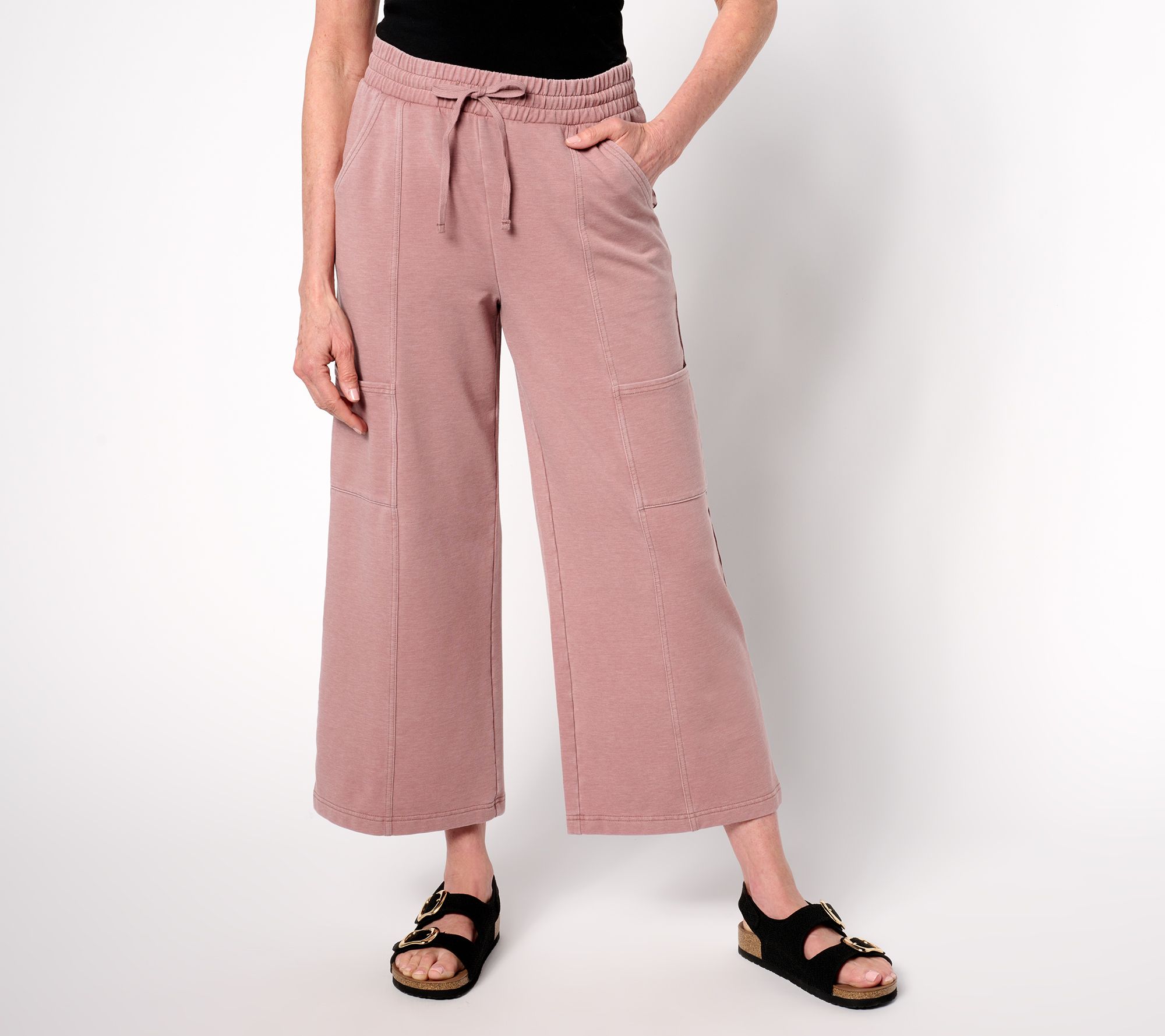 "As Is" AnyBody Tall Beach Wash French Terry Wide Leg Pants