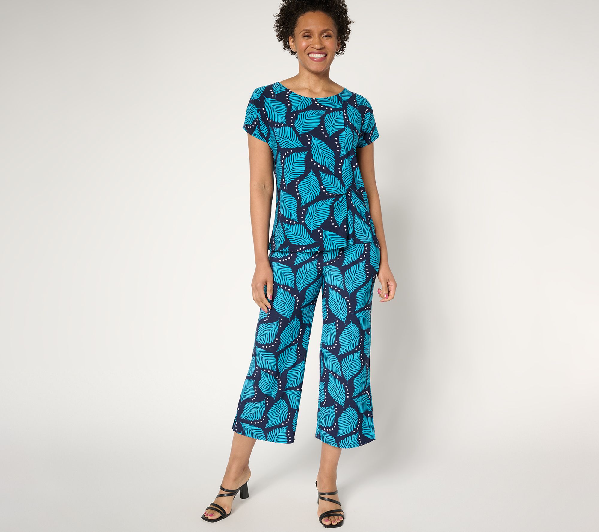 "As Is" Attitudes by Renee Petite Como Jersey Top and Pant Set