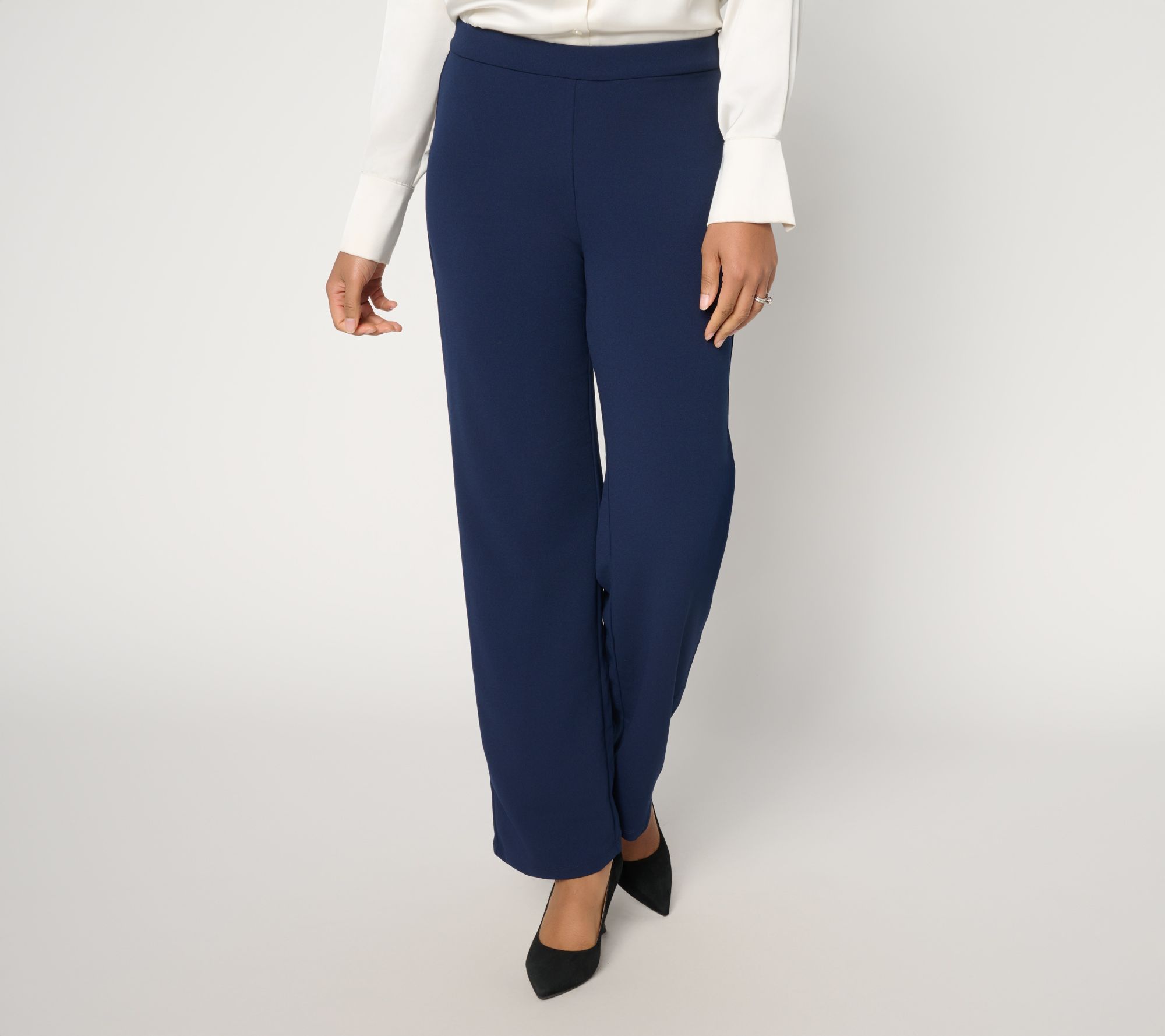 Dennis Basso Regular Luxe Crepe Wide Leg Pull-On Pants