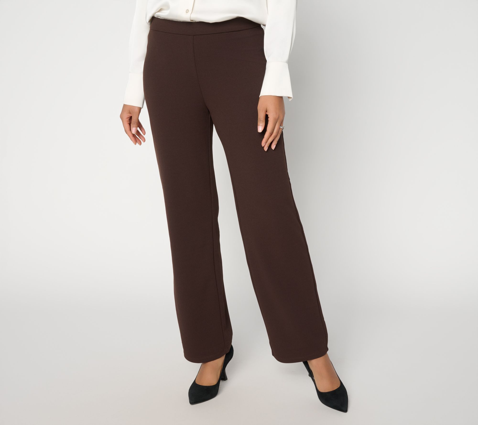 Dennis Basso Regular Luxe Crepe Wide Leg Pull-On Pants