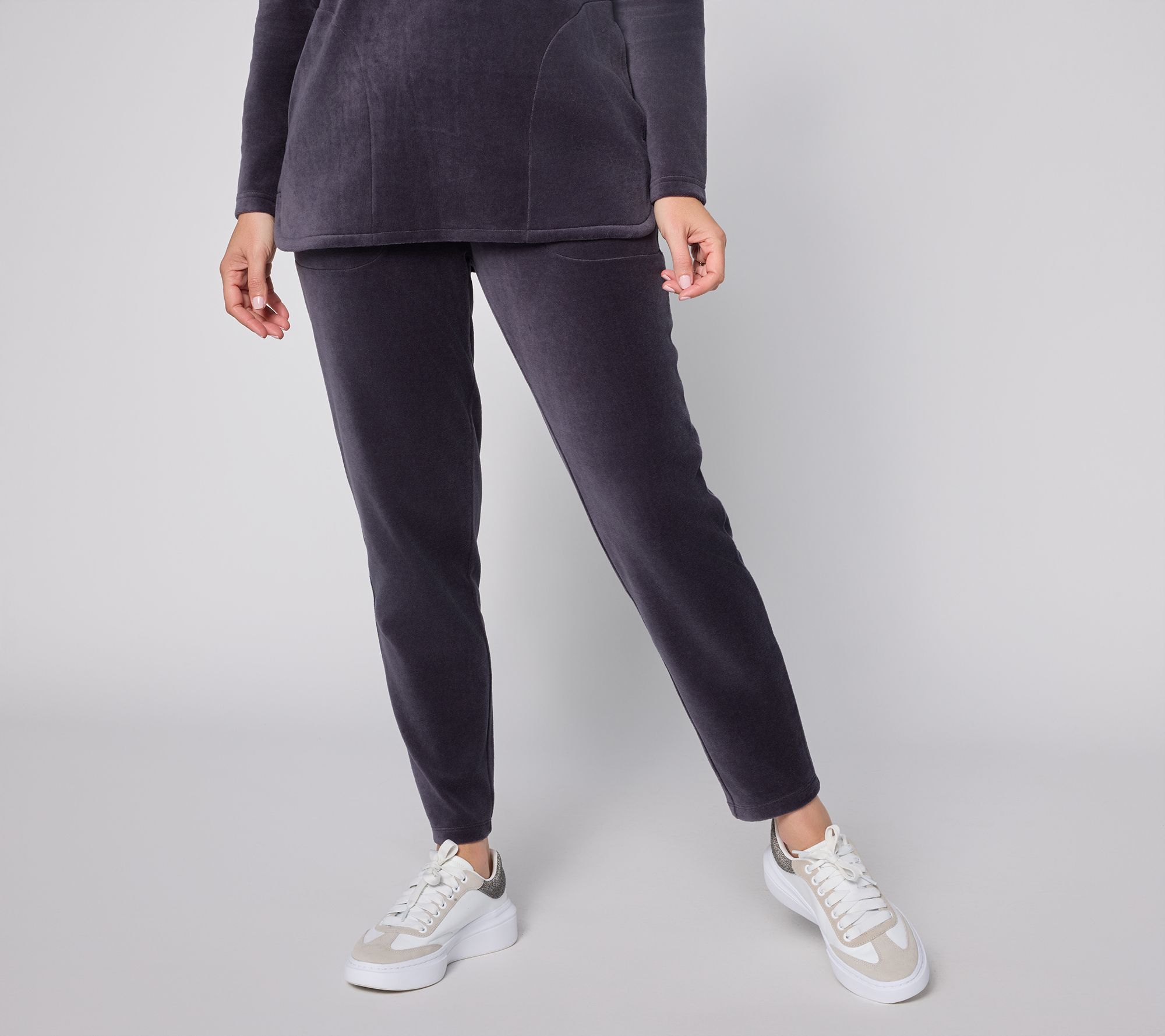 Denim & Co. Active Tall Velour Full Length Tapered Pants