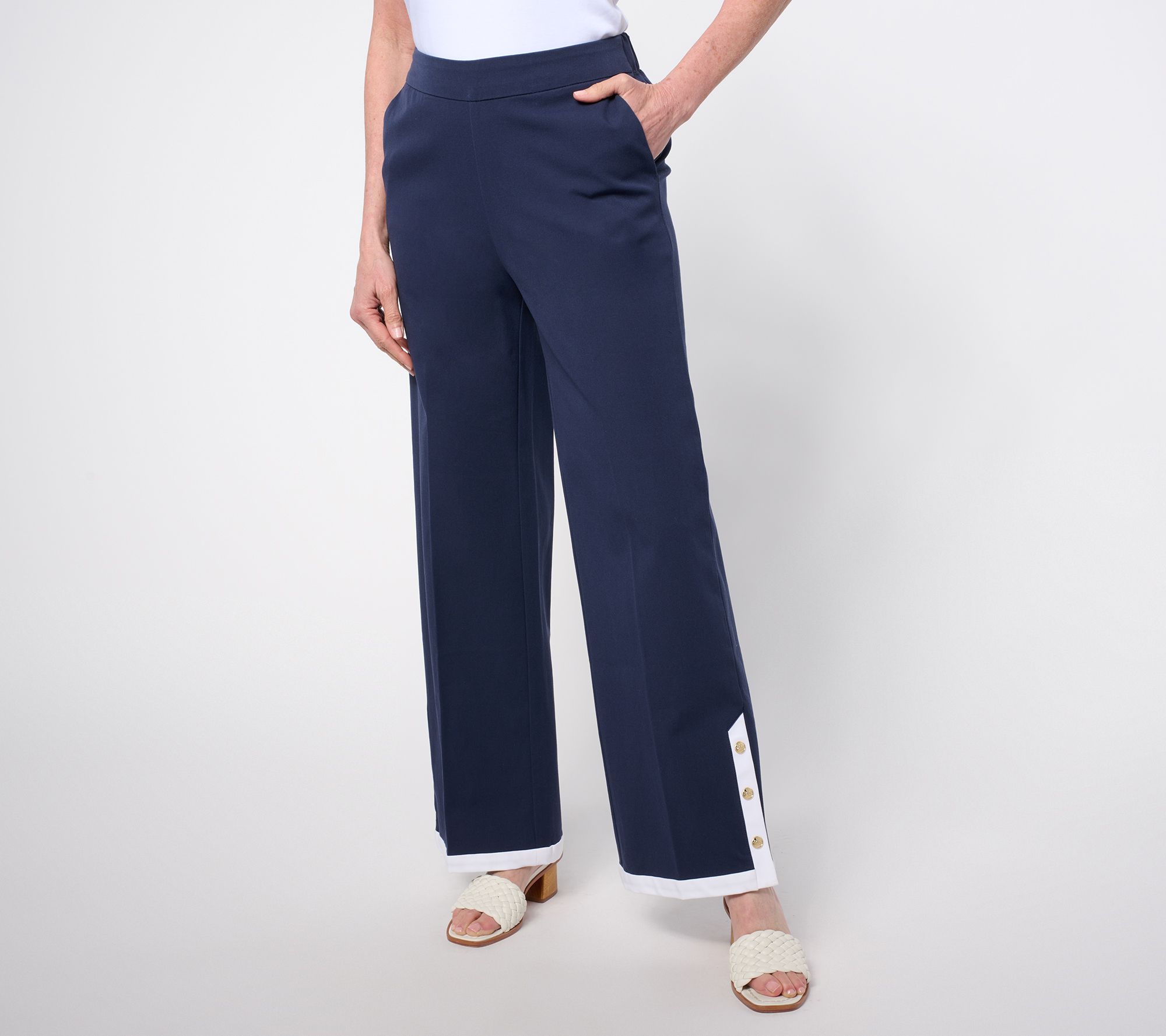 "As Is" Isaac Mizrahi Live! Regular 24/7 Stretch Wide Leg Pants
