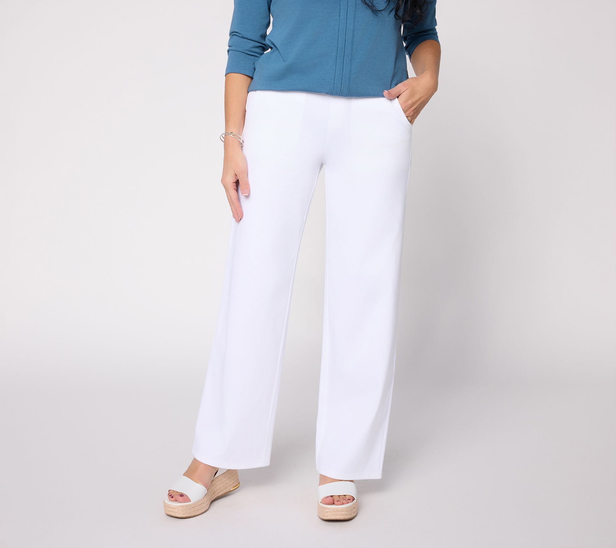 Denim & Co. Tall Comfy Knit Air Wide Leg Pants with Pockets