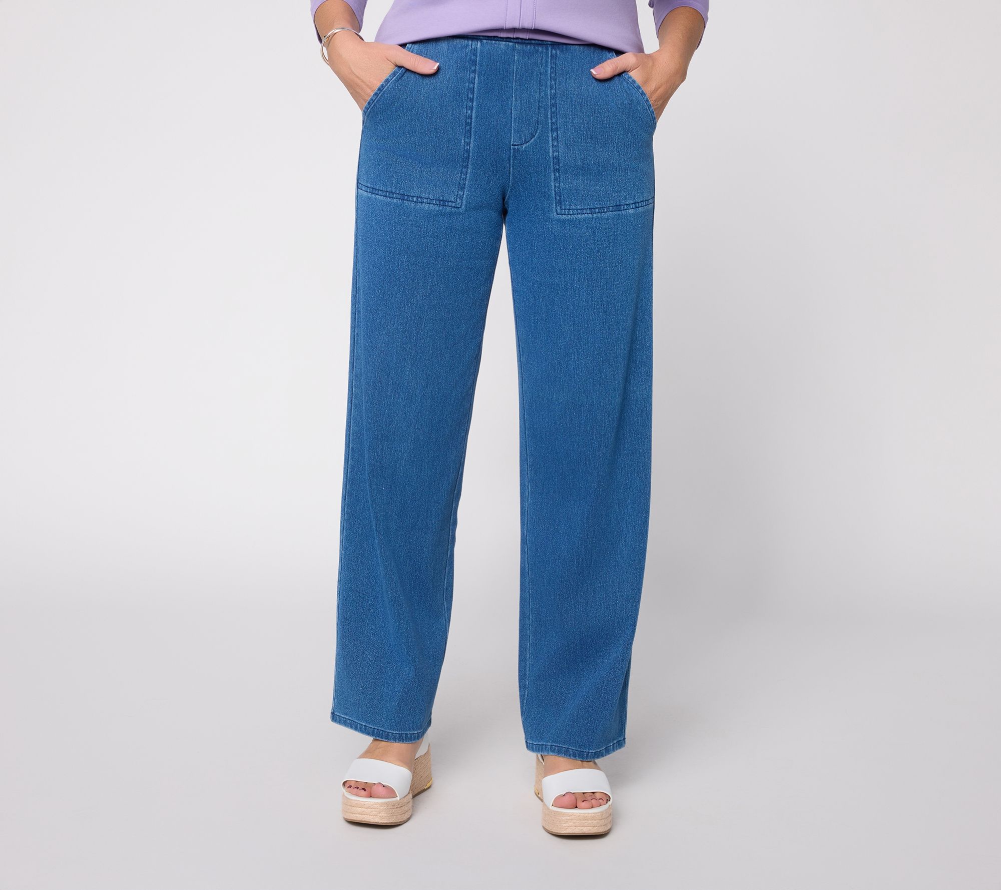 Denim & Co. Tall Comfy Knit Air Wide Leg Pants with Pockets