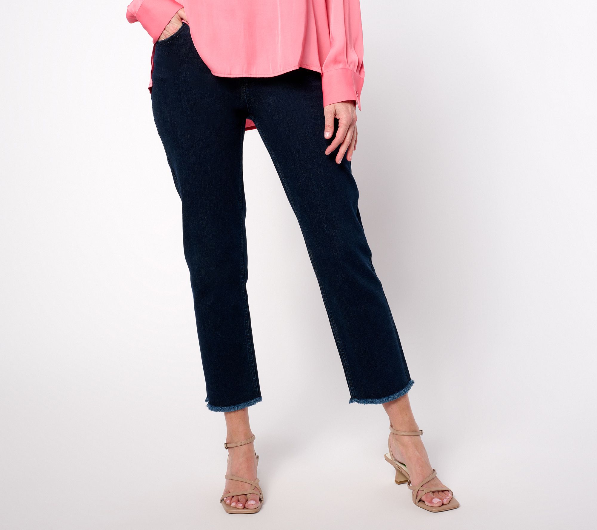 "As Is" Women with Control Petite Indigo Contour Curves Slim Crop Pants