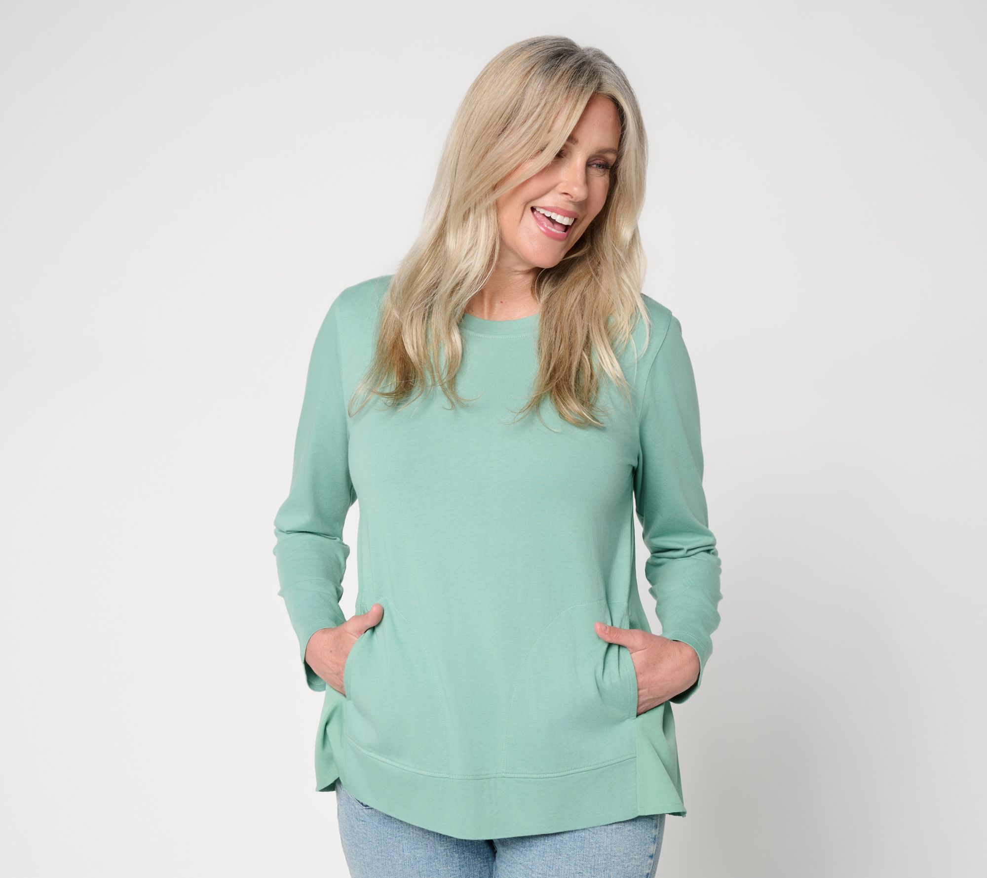 LOGO Layers by Lori Goldstein Mixed Media Long Sleeve Top