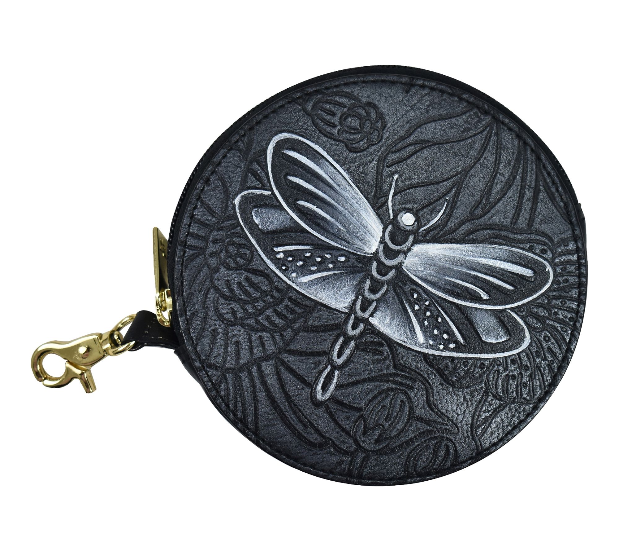 Anuschka Painted Leather Round Zip Coin Purse