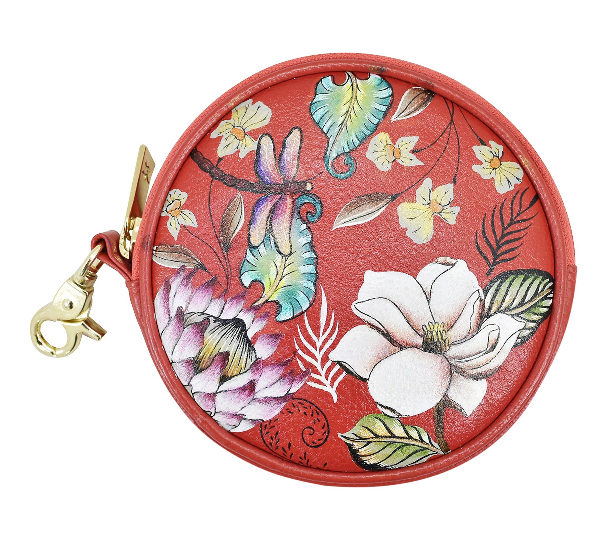 Anuschka Painted Leather Round Zip Coin Purse