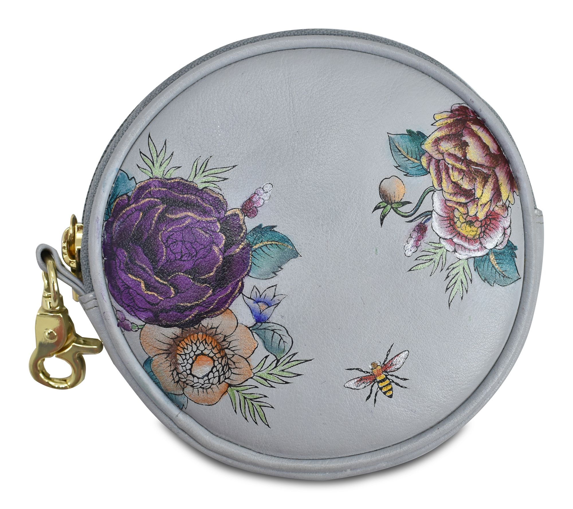 Anuschka Painted Leather Round Zip Coin Purse
