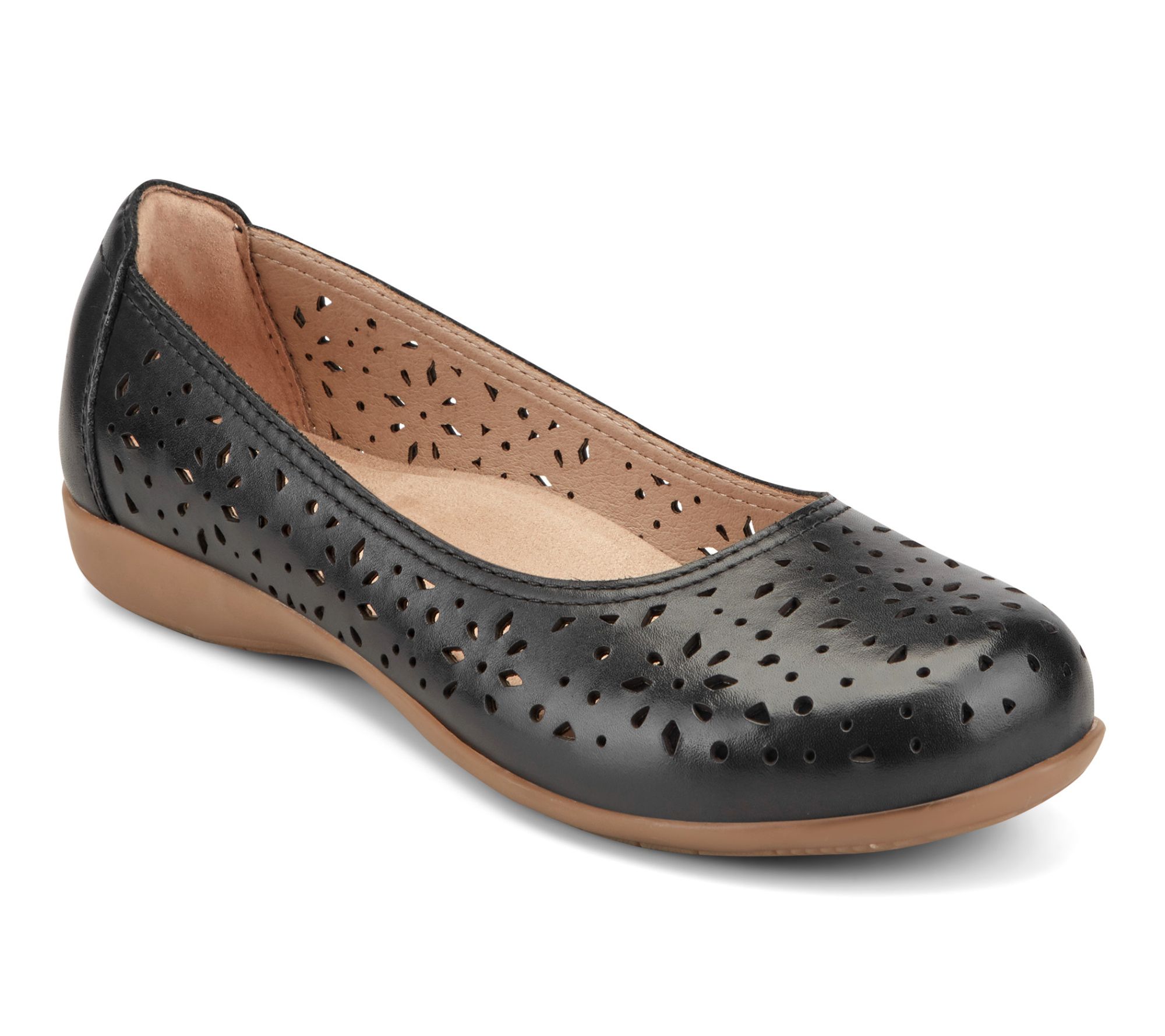 Earth Leather Perforated Flats-Bentlee